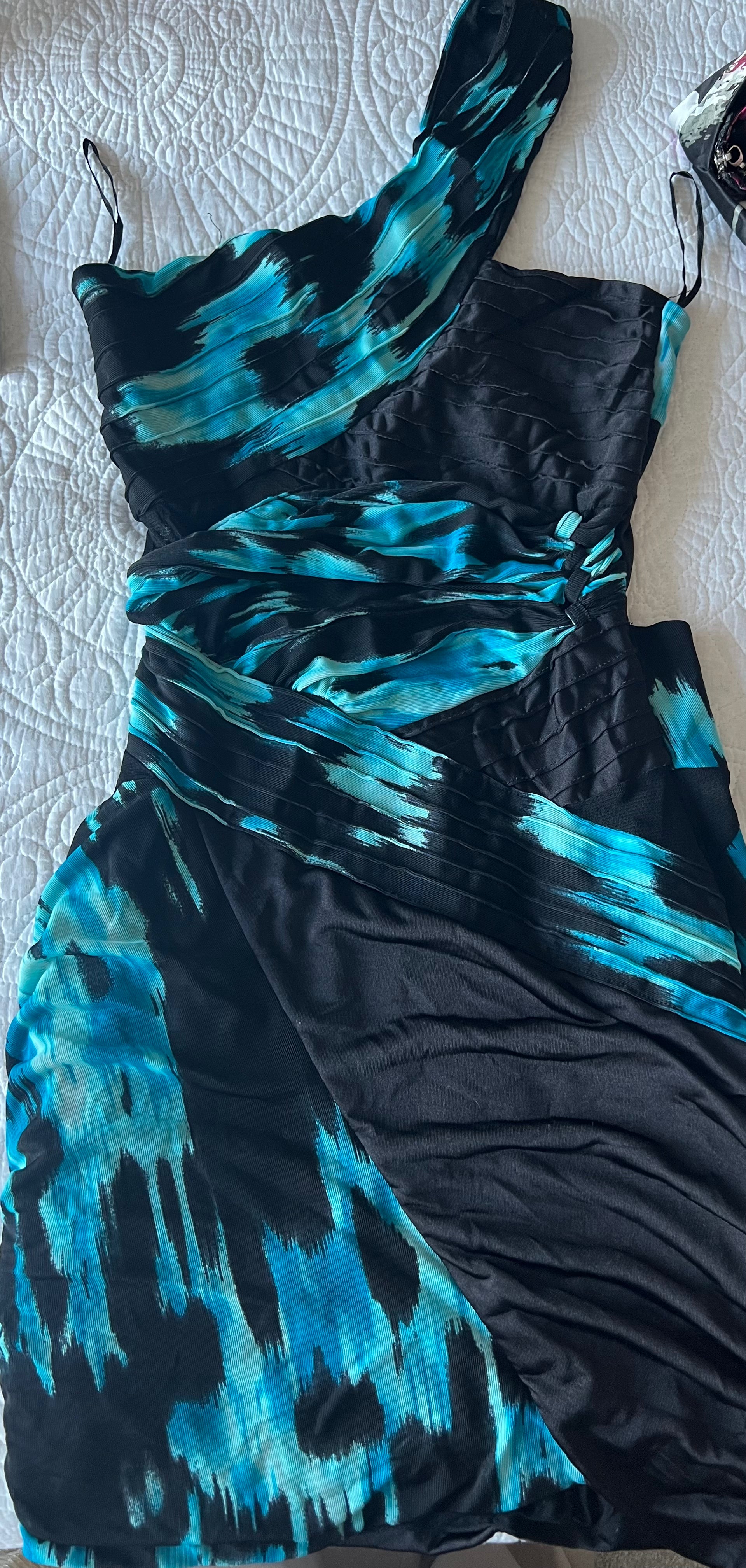 Asymetricak black/blue mini dress