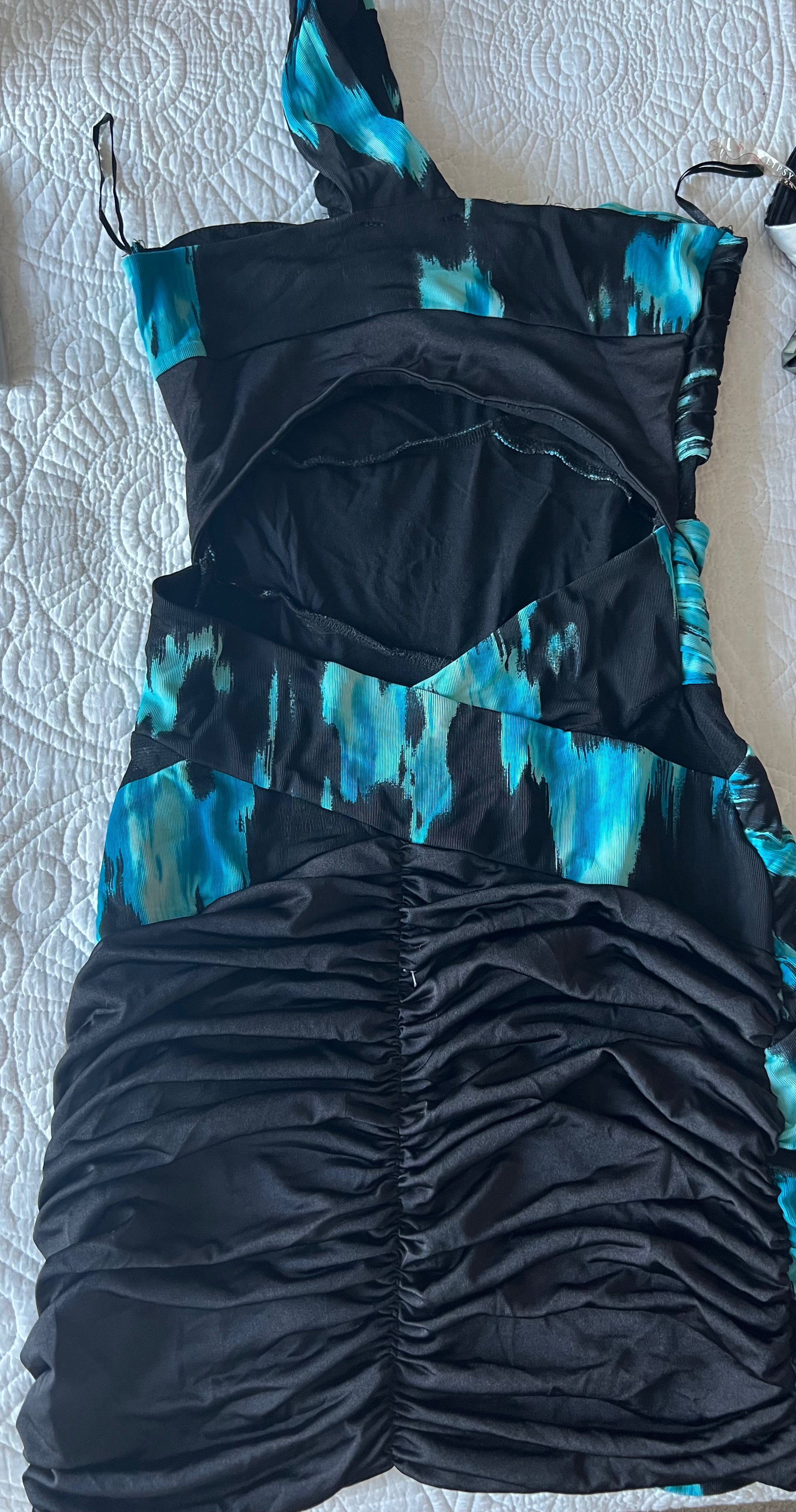 Asymetricak black/blue mini dress