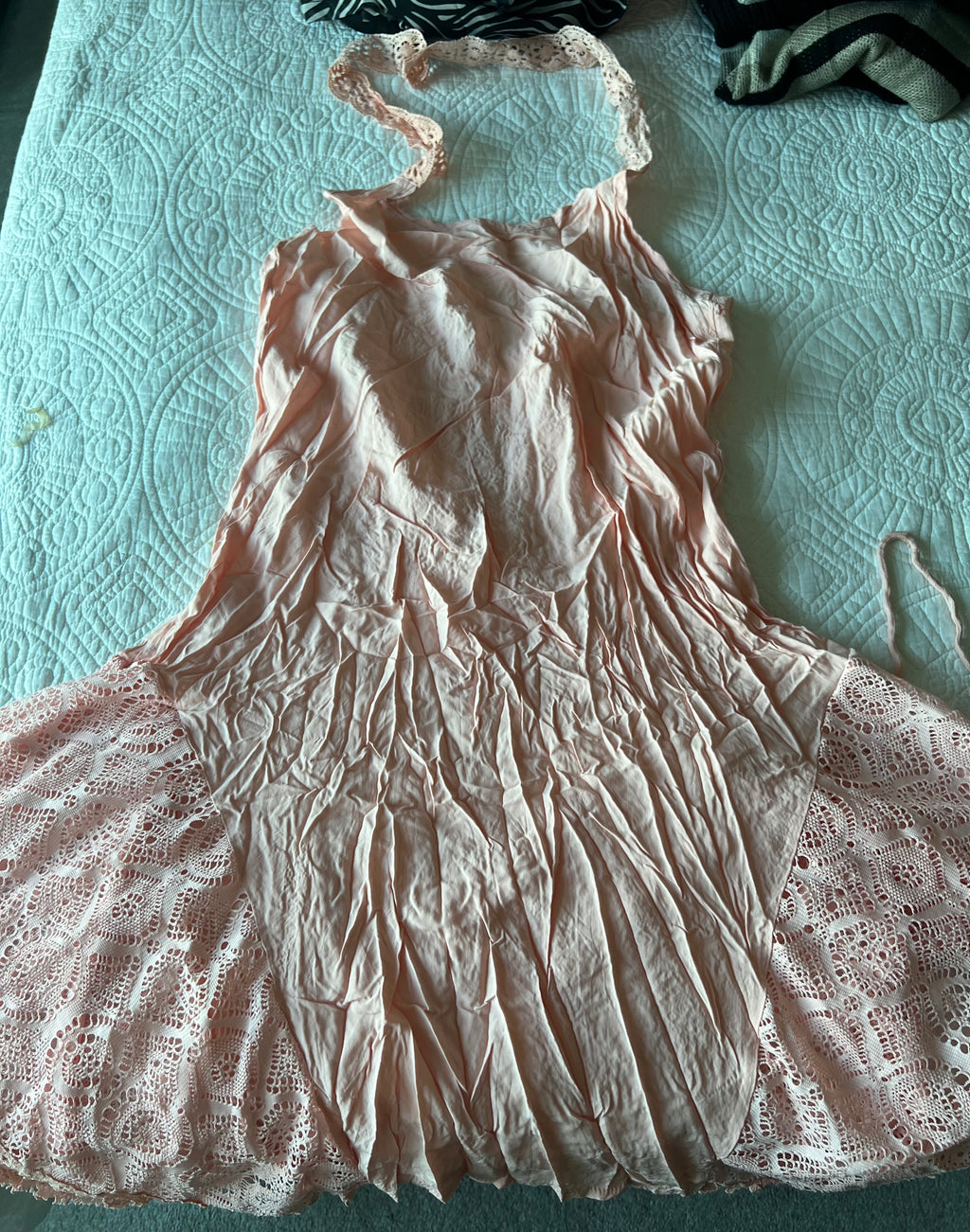 Pale pink flowy mini dress