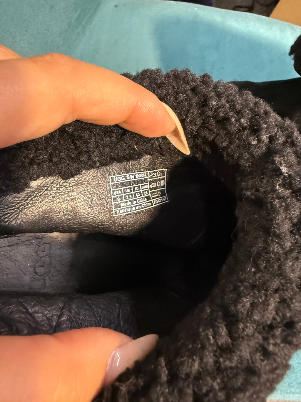 Ugg black heel boots with fur