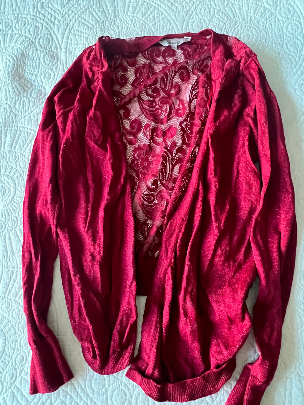 Red long sleeve cardigan