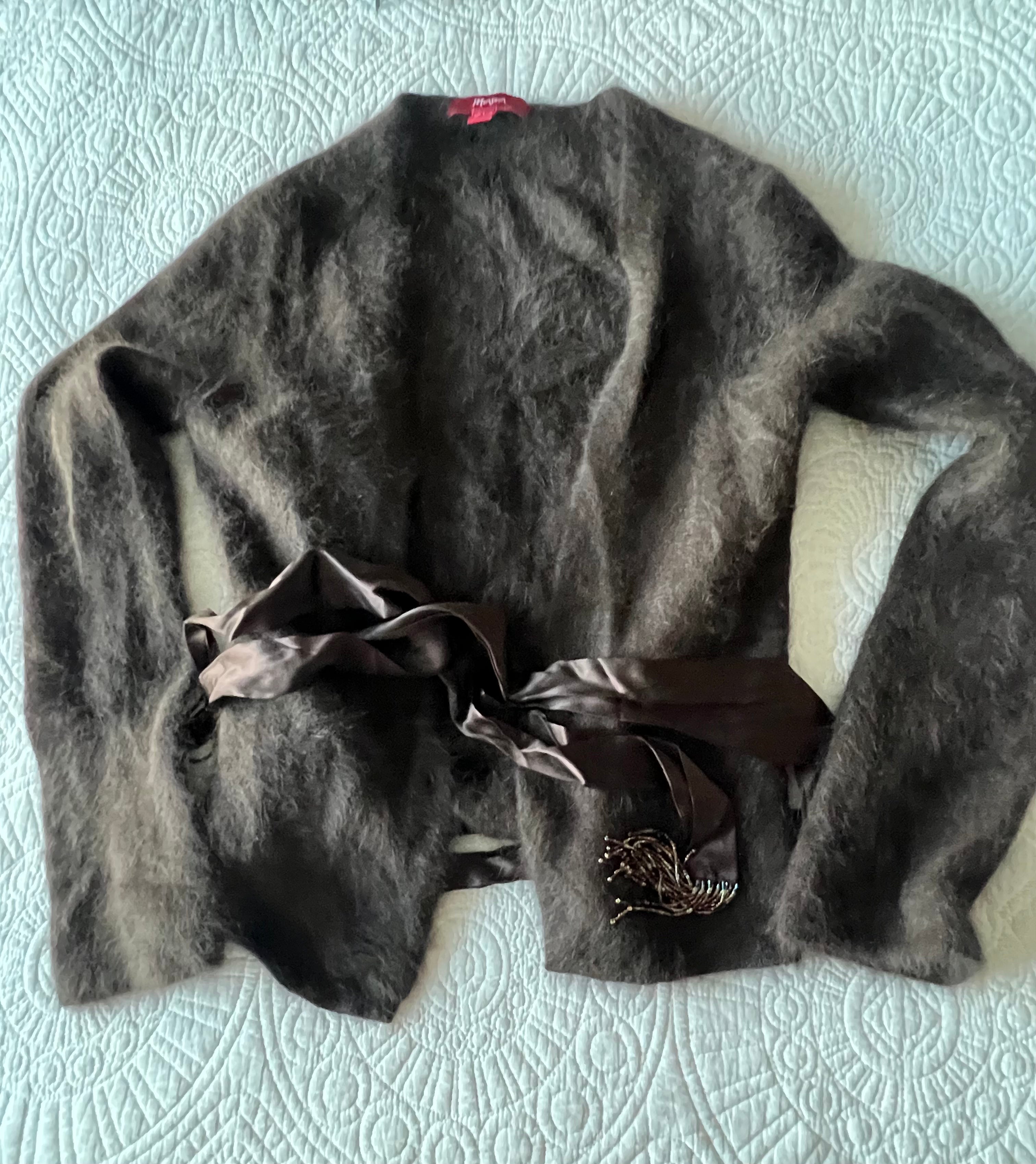 Brown tie up cardigan