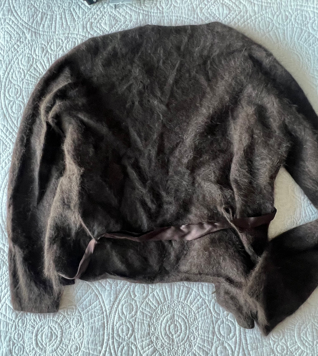 Brown tie up cardigan