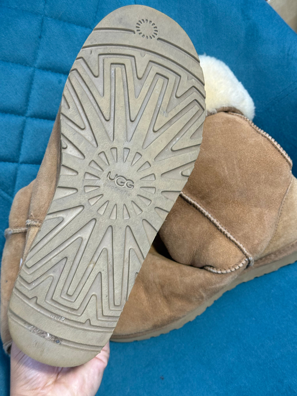 Tall tan ugg boots with fur - Size 6.5
