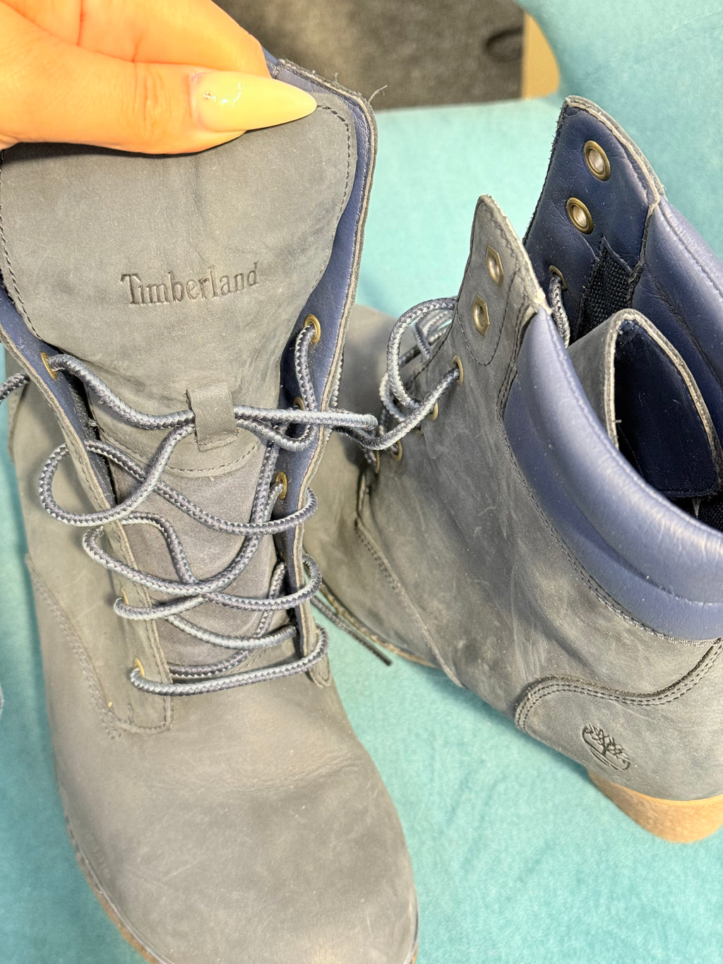 Brand new Timberland navy high heel boots - Size 7.5