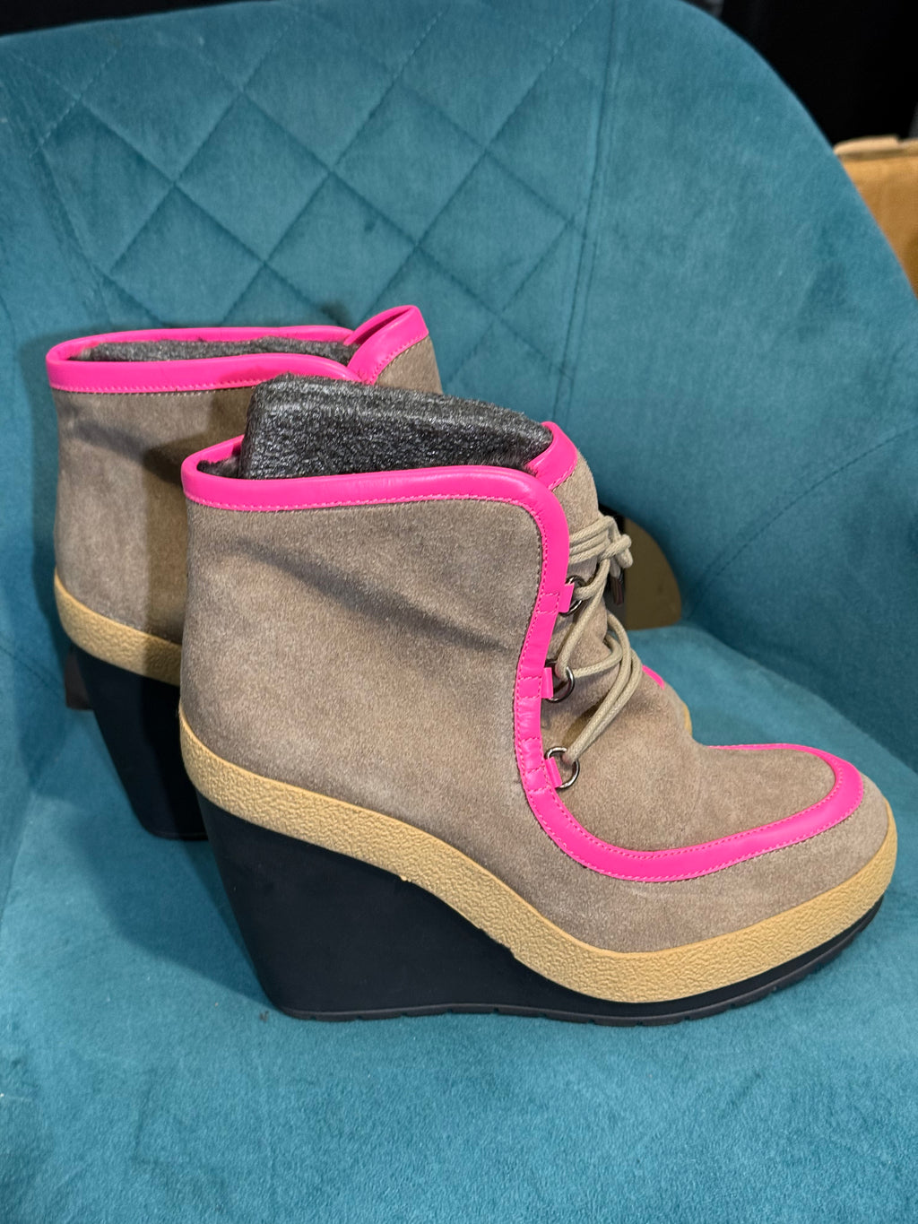United Nude brown & hot pink wedge boot - Size 6.5