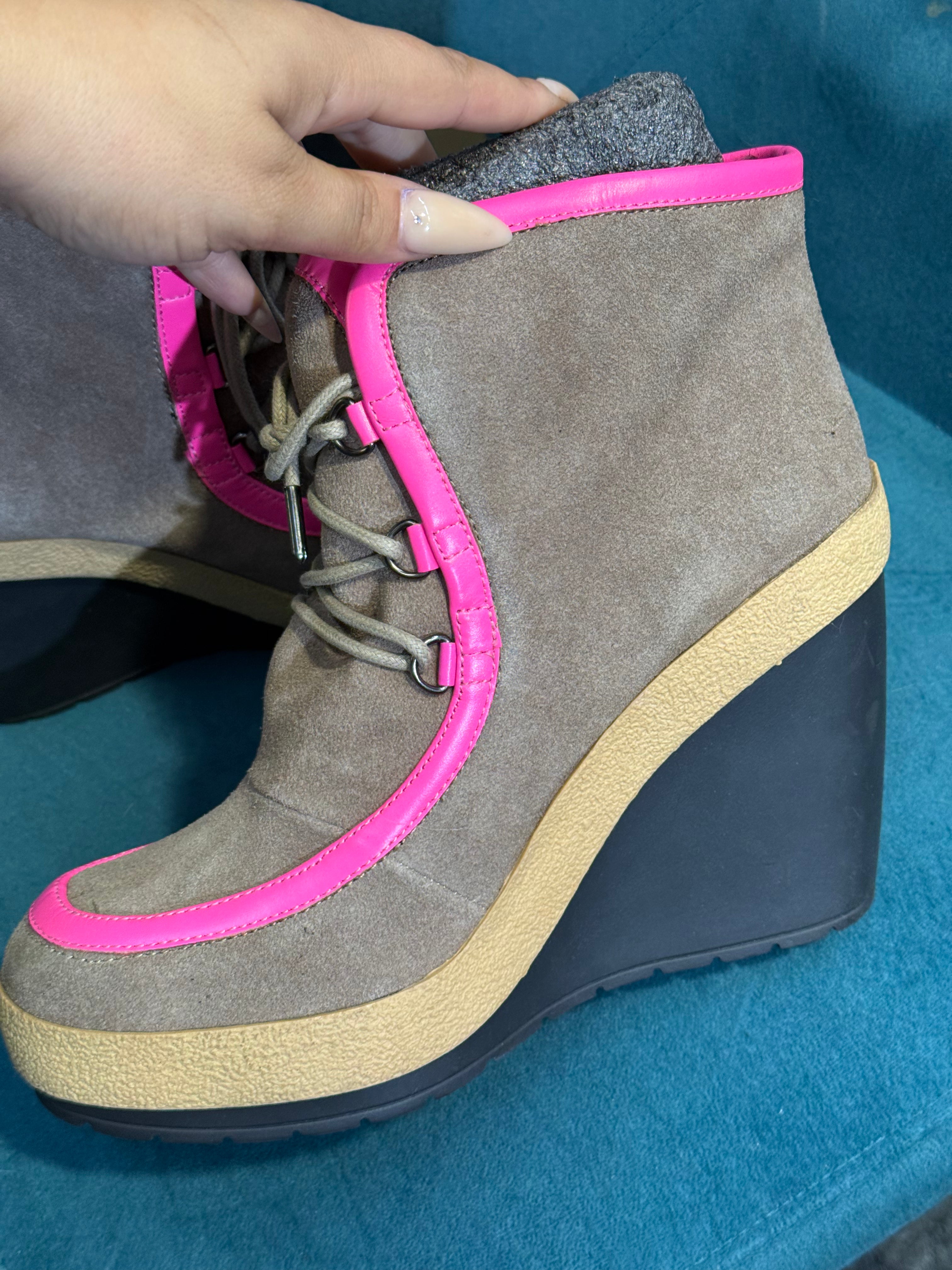 United Nude brown & hot pink wedge boot - Size 6.5