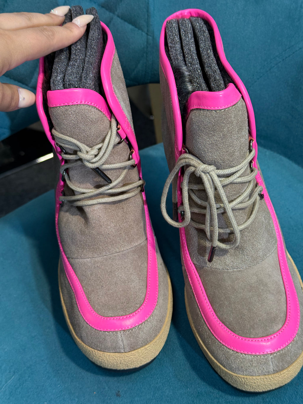 United Nude brown & hot pink wedge boot - Size 6.5