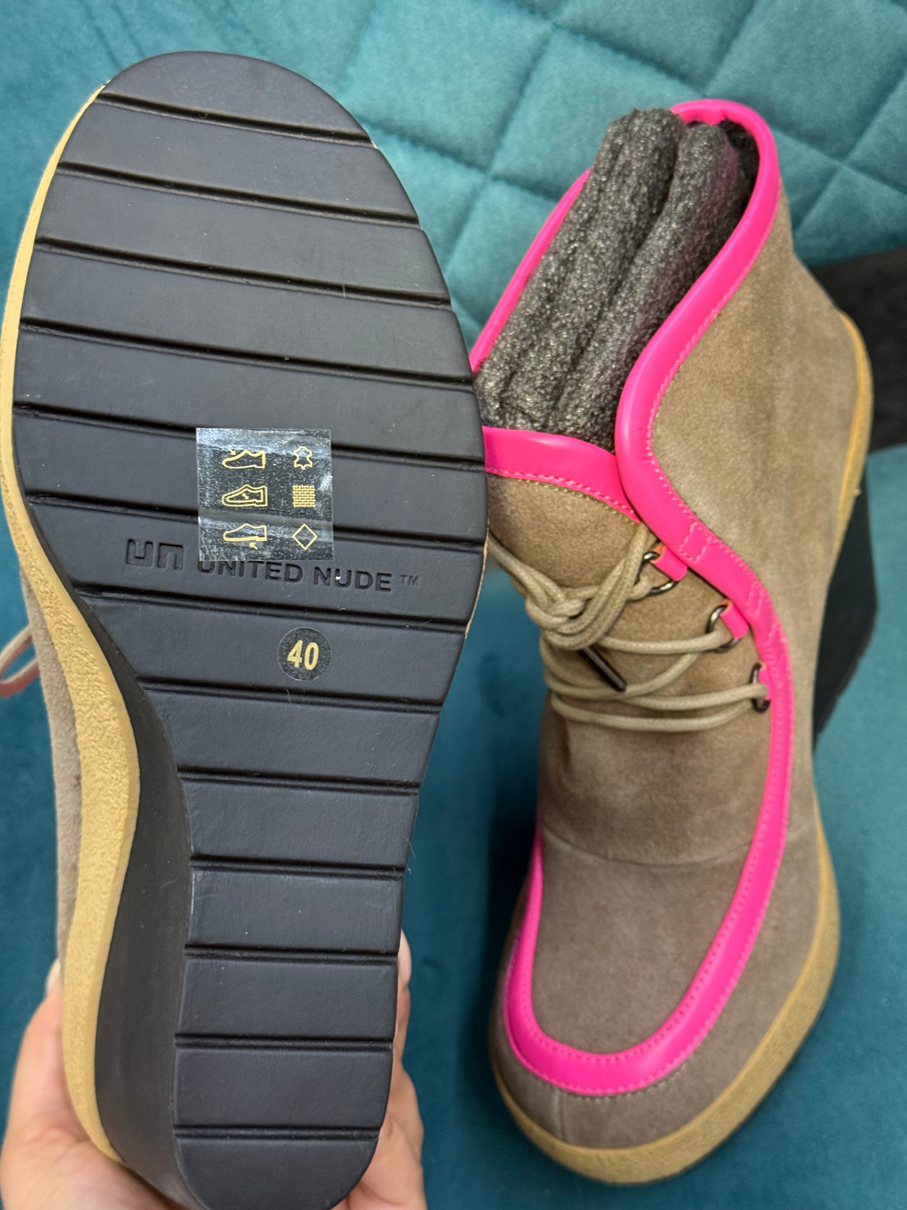 United Nude brown & hot pink wedge boot - Size 6.5