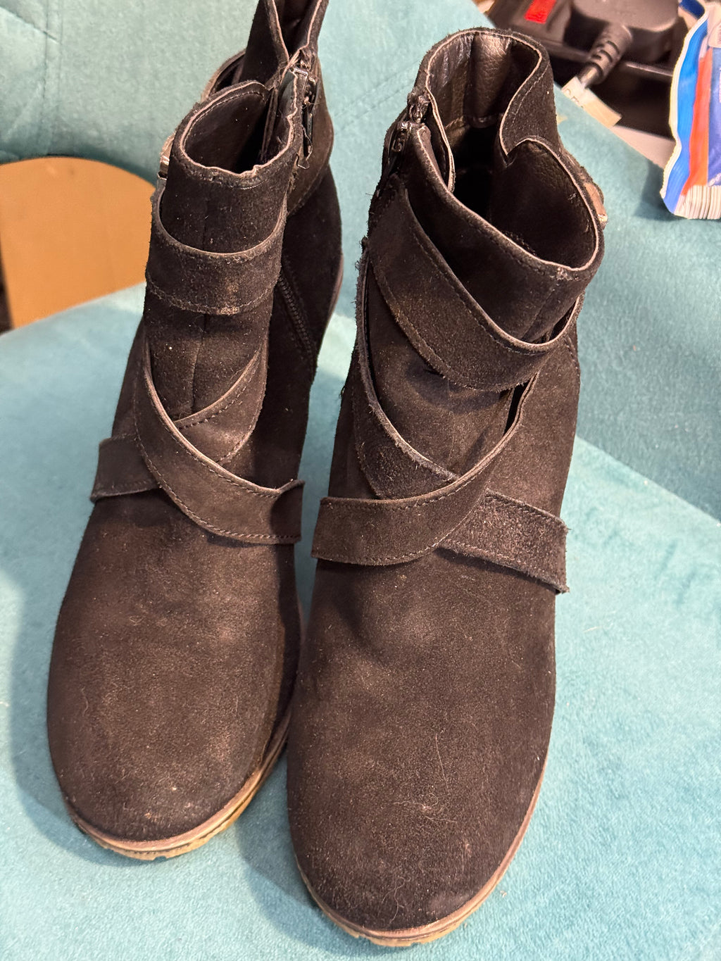 Brown Suede Ankle Boots with buckle detail – SIZE 7