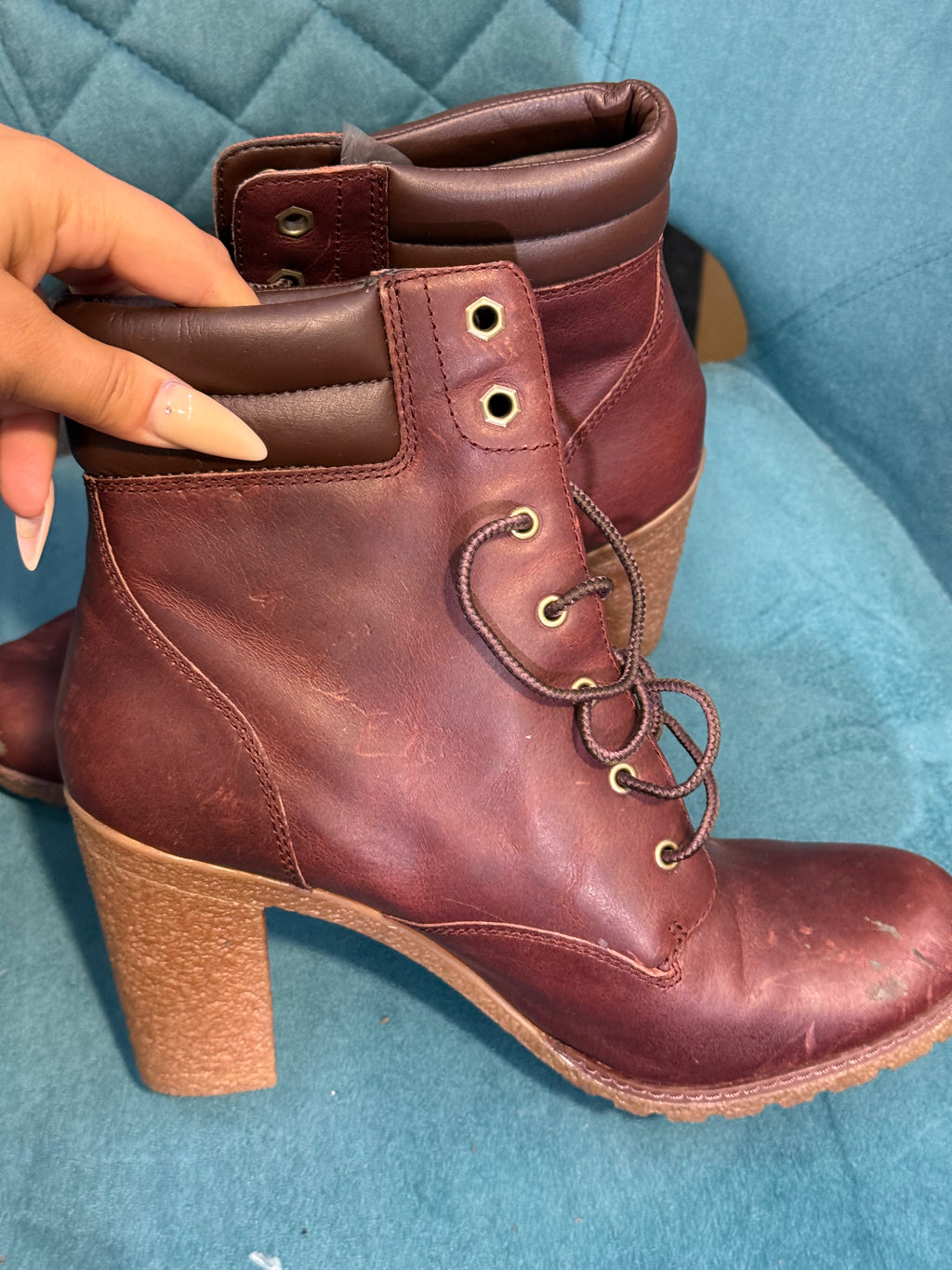 Brand new Timberlandred high heel boots - Size 7.5