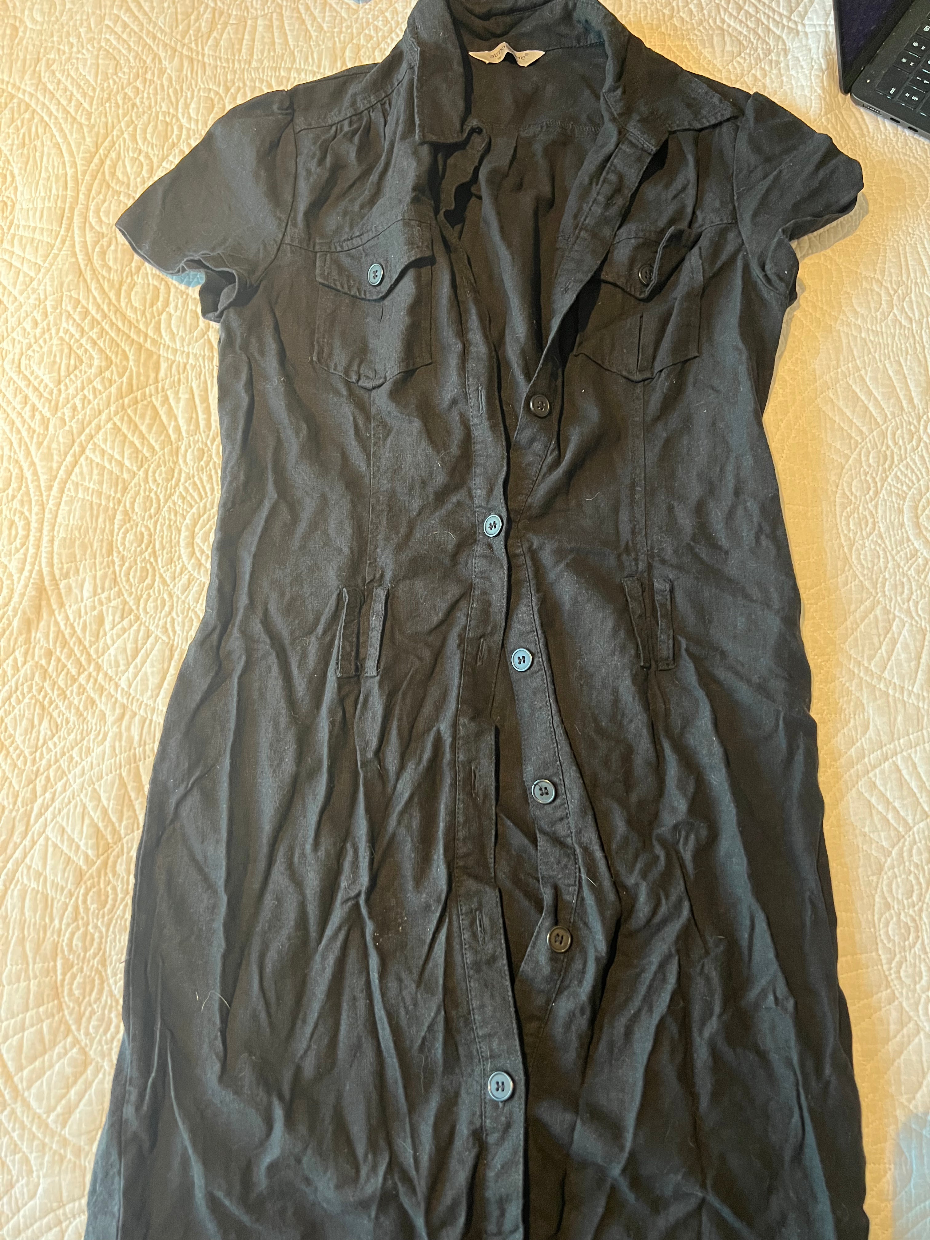 Black midi shirt dress