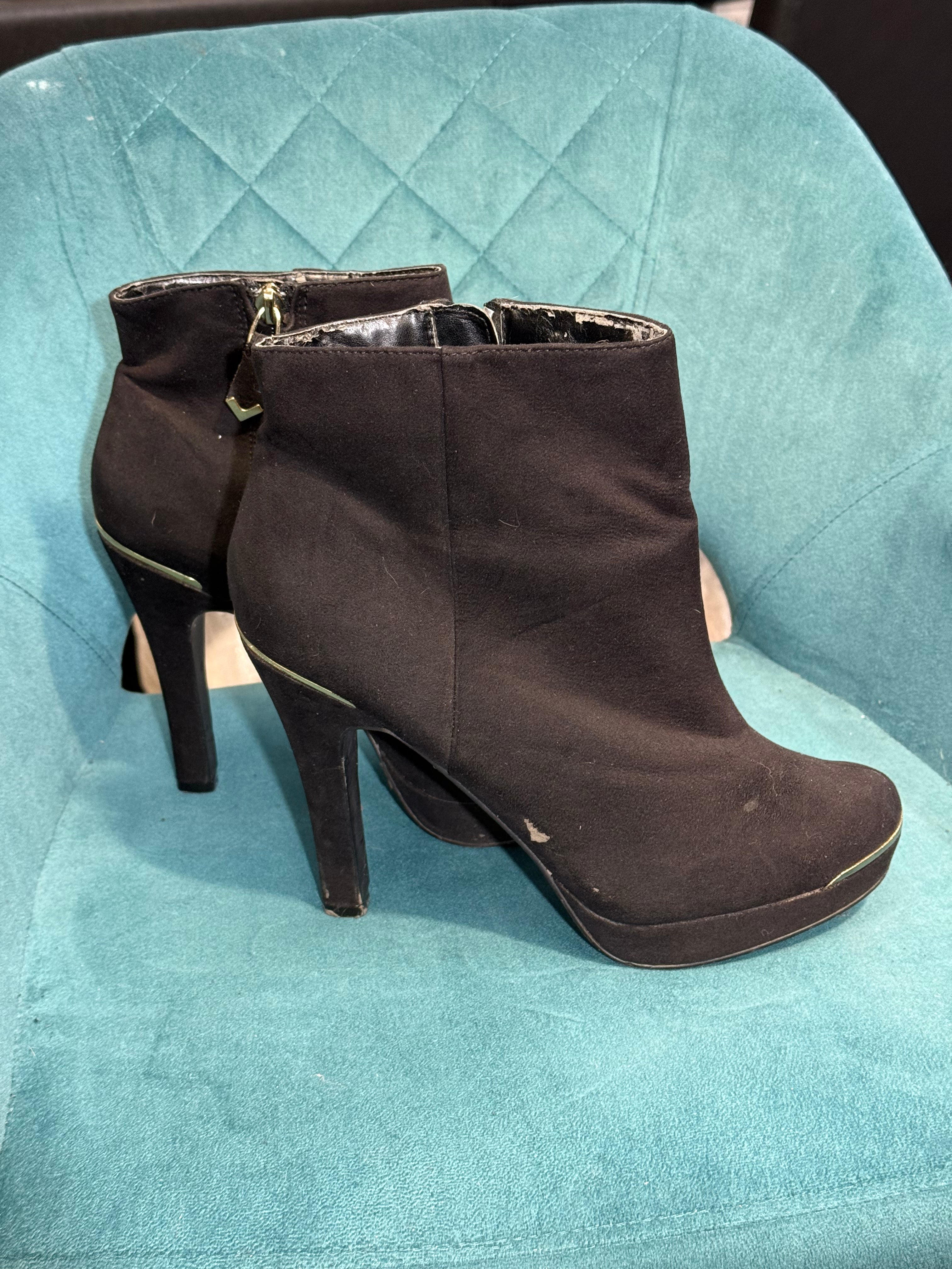 Classic black heeled ankle boots