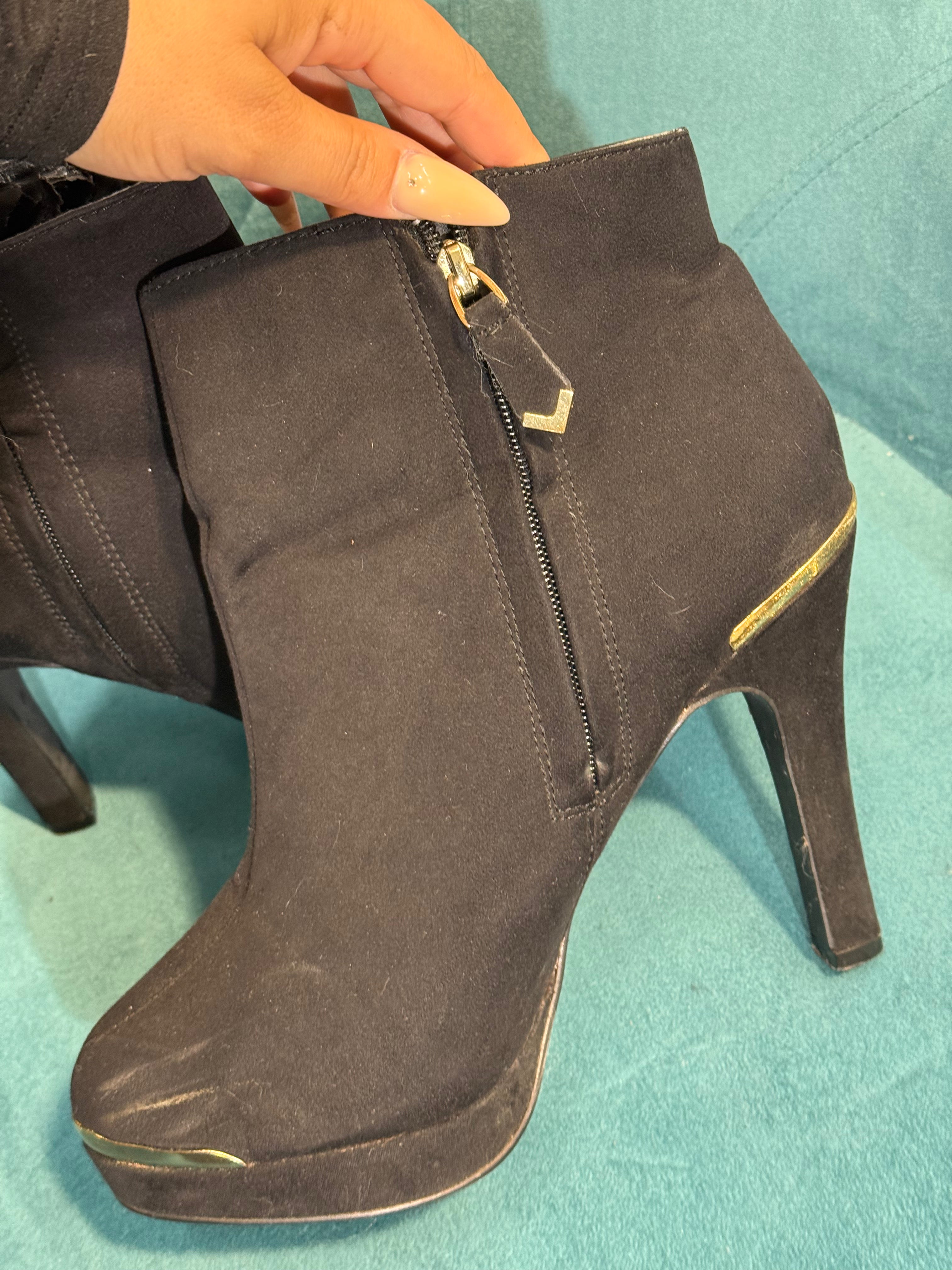 Classic black heeled ankle boots