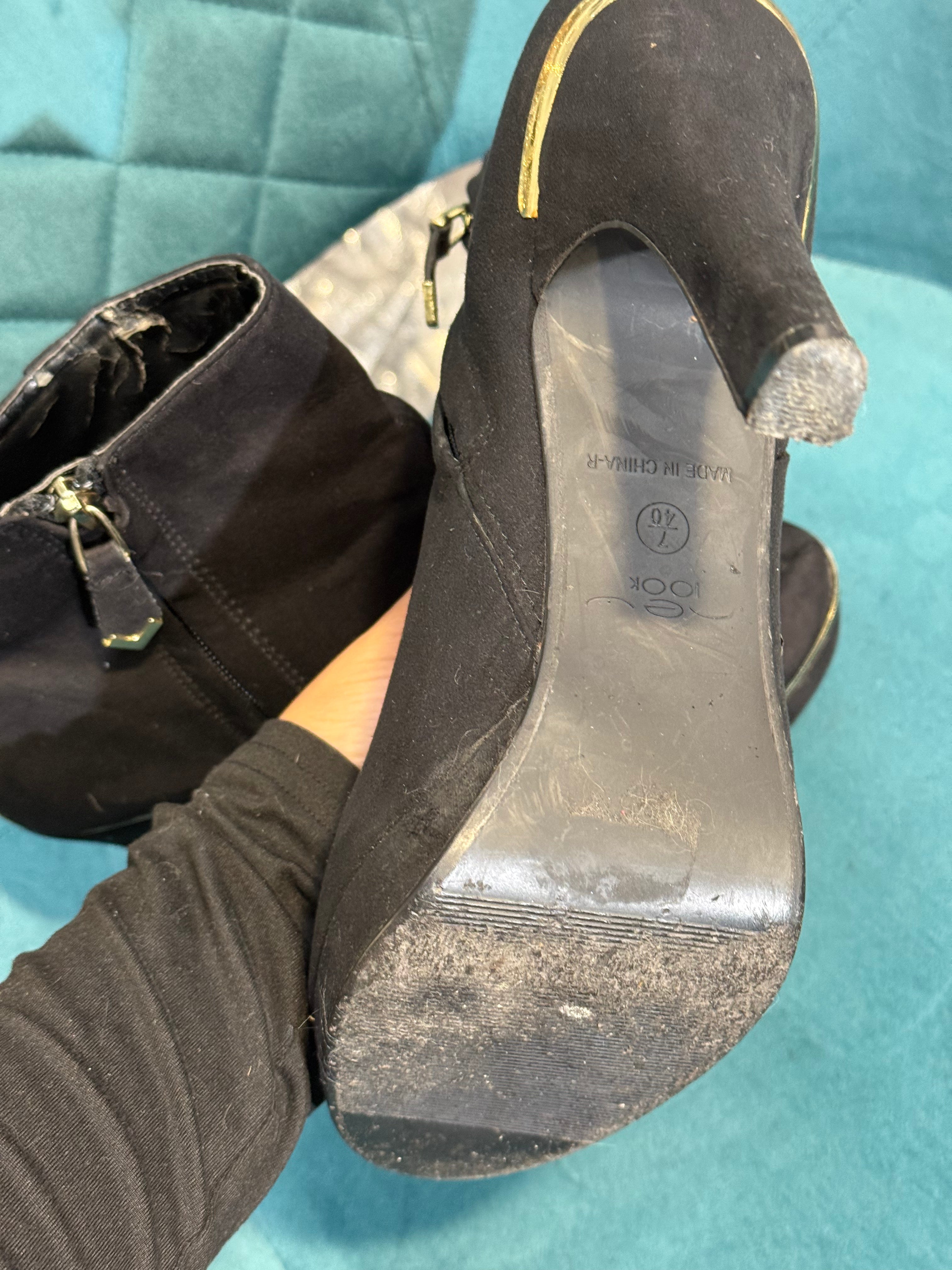 Classic black heeled ankle boots