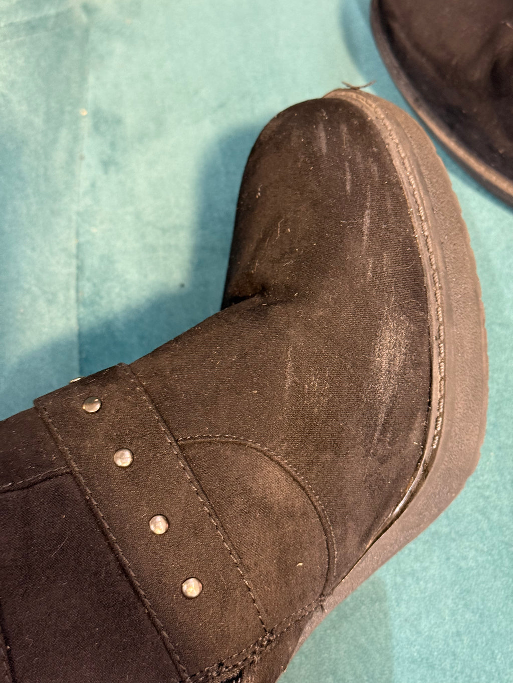 Women’s Black Heeled Boots with Triple Buckle Detail