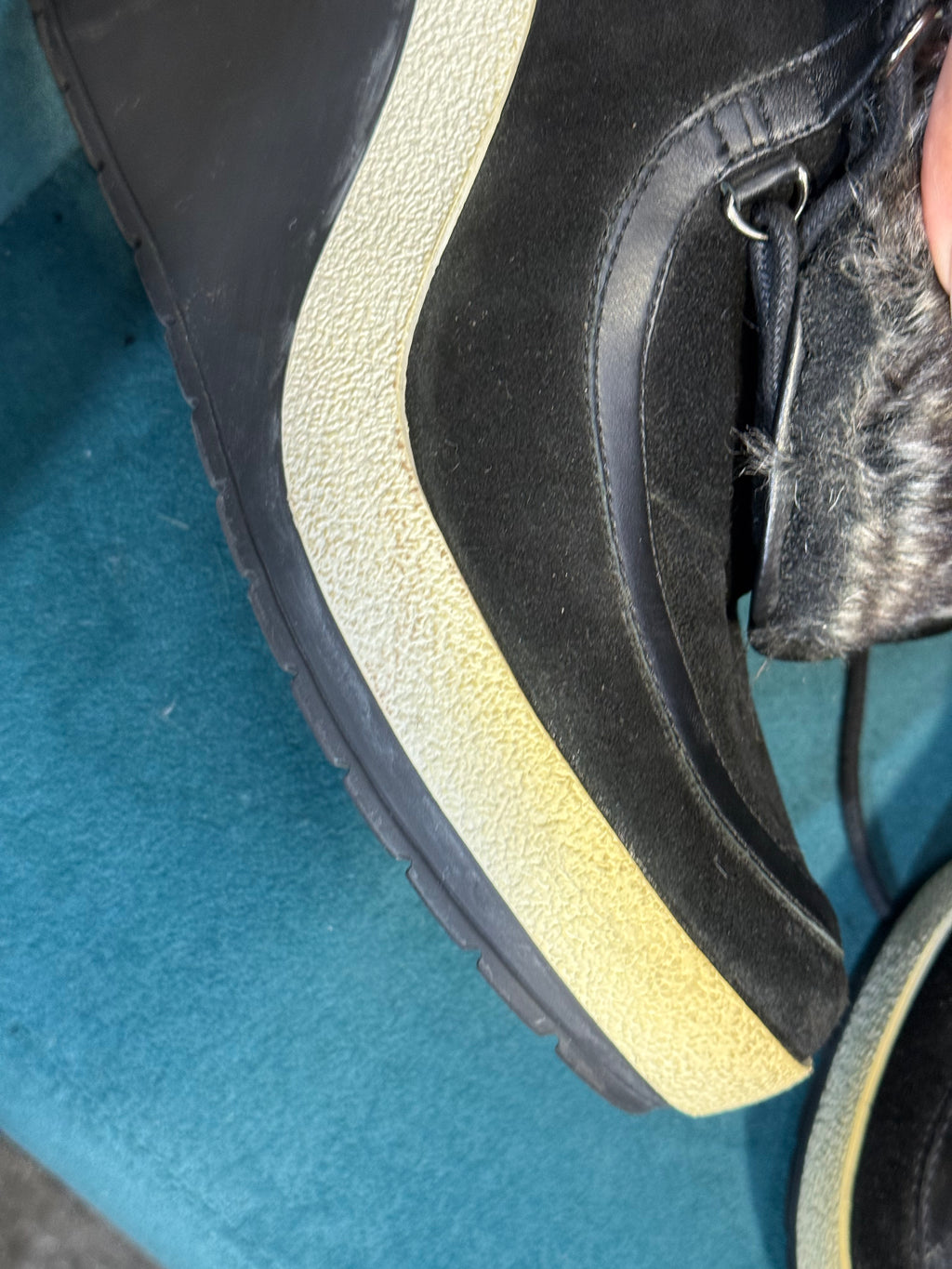 United Nude black wedge boot with fur inside