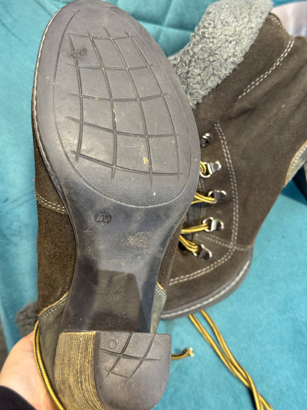 Diesel black heeled lace-up winter boots