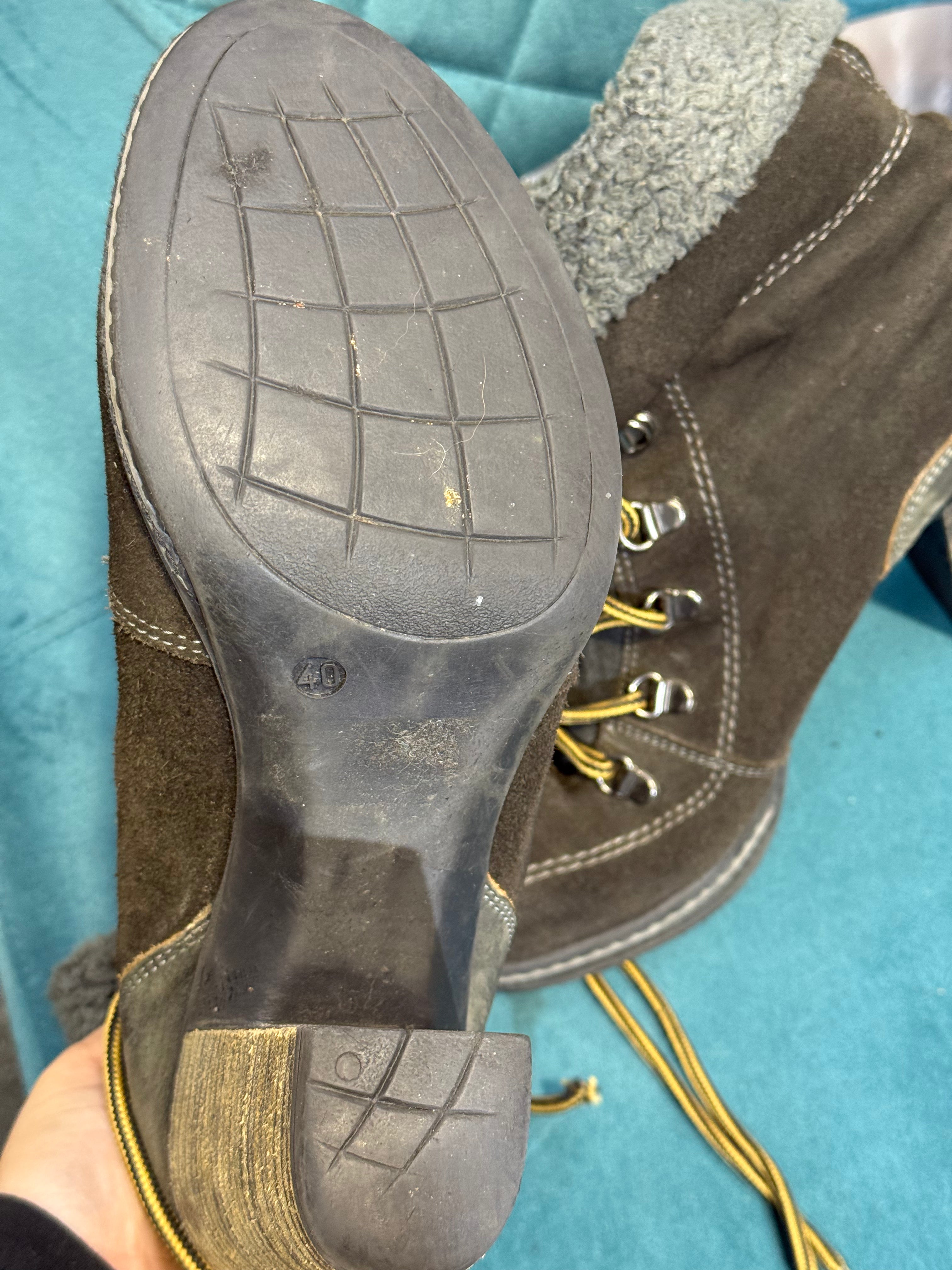 Diesel black heeled lace-up winter boots