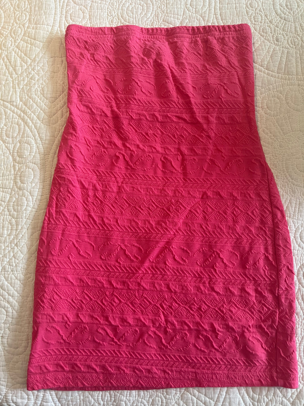 Pink textured midi skirt