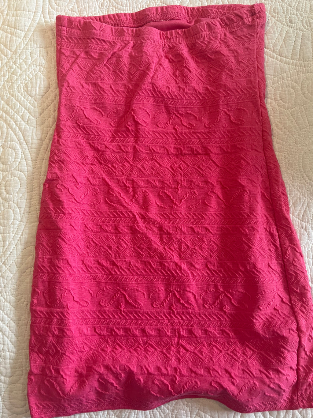 Pink textured midi skirt