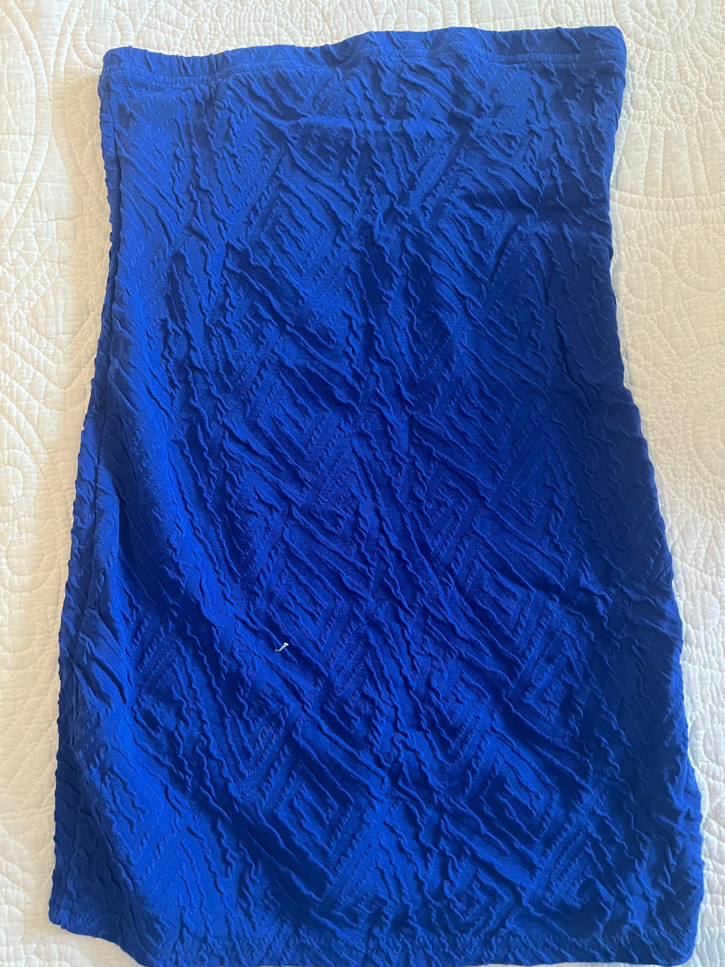 Blue textured midi skirt