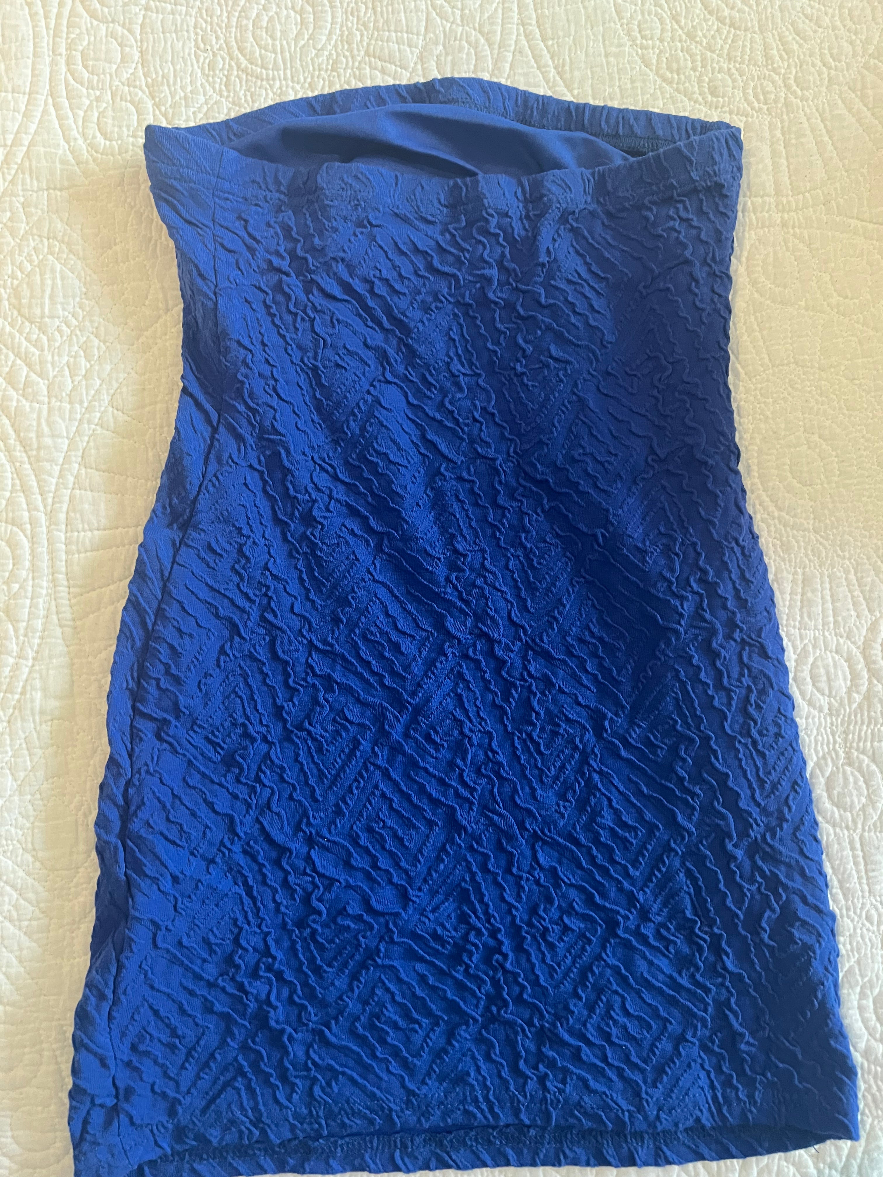 Blue textured midi skirt