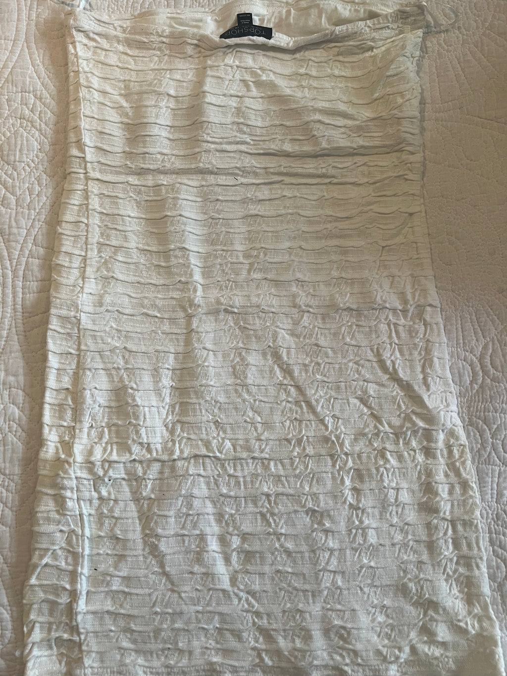White textured midi skirt