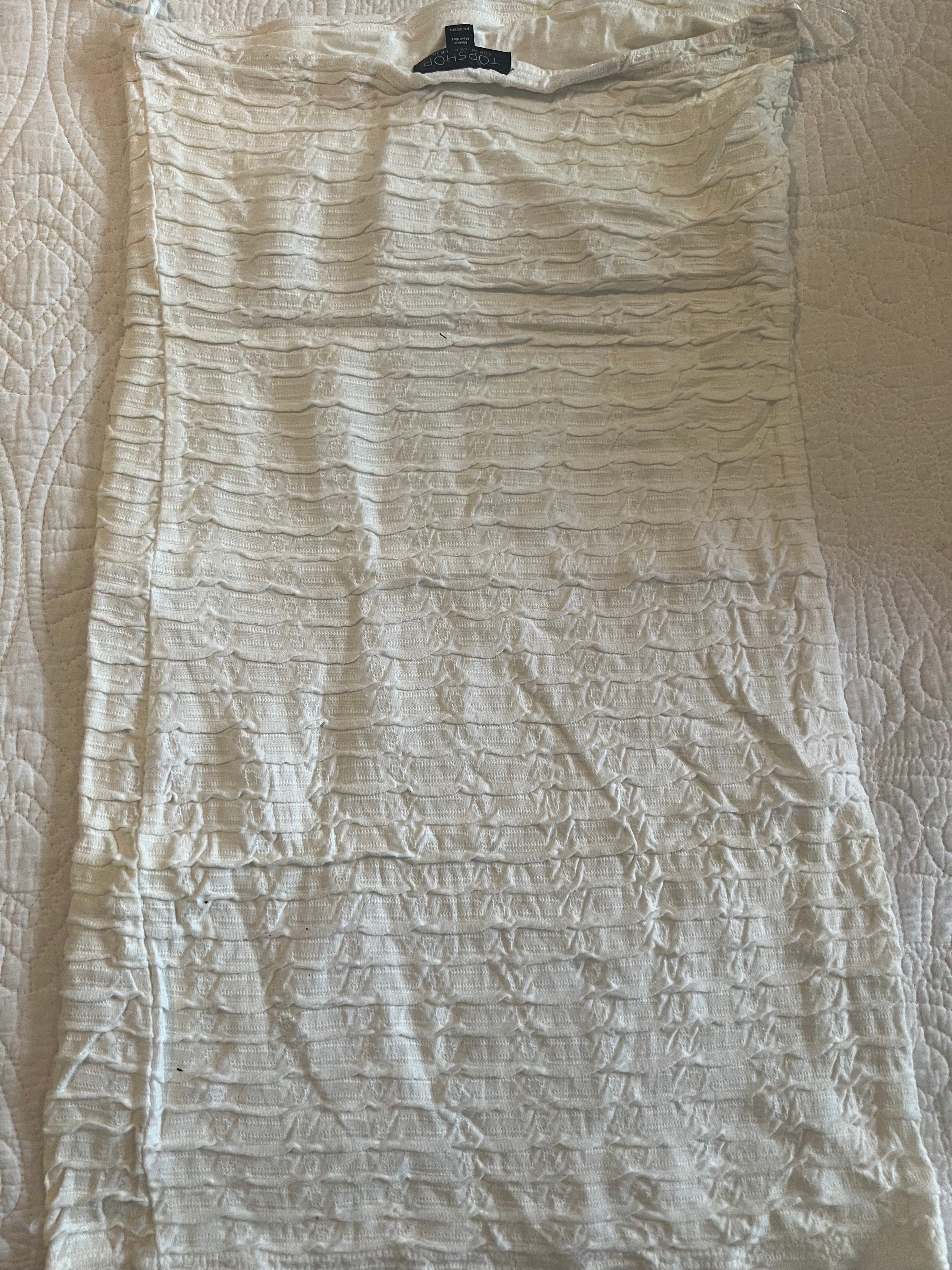 White textured midi skirt