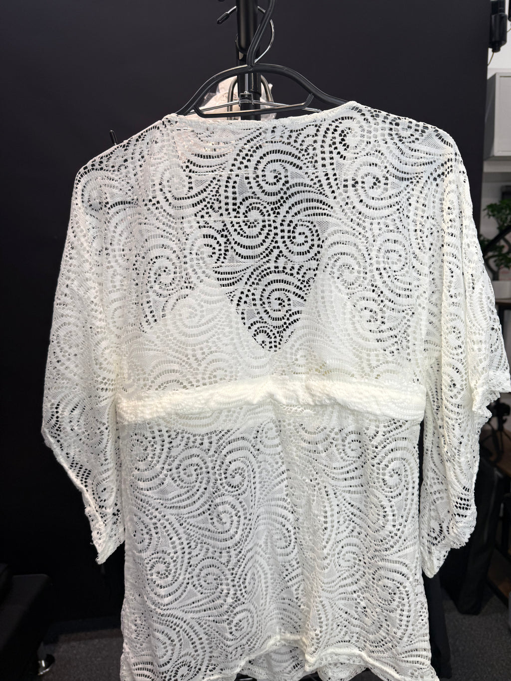 White lace tie-front top