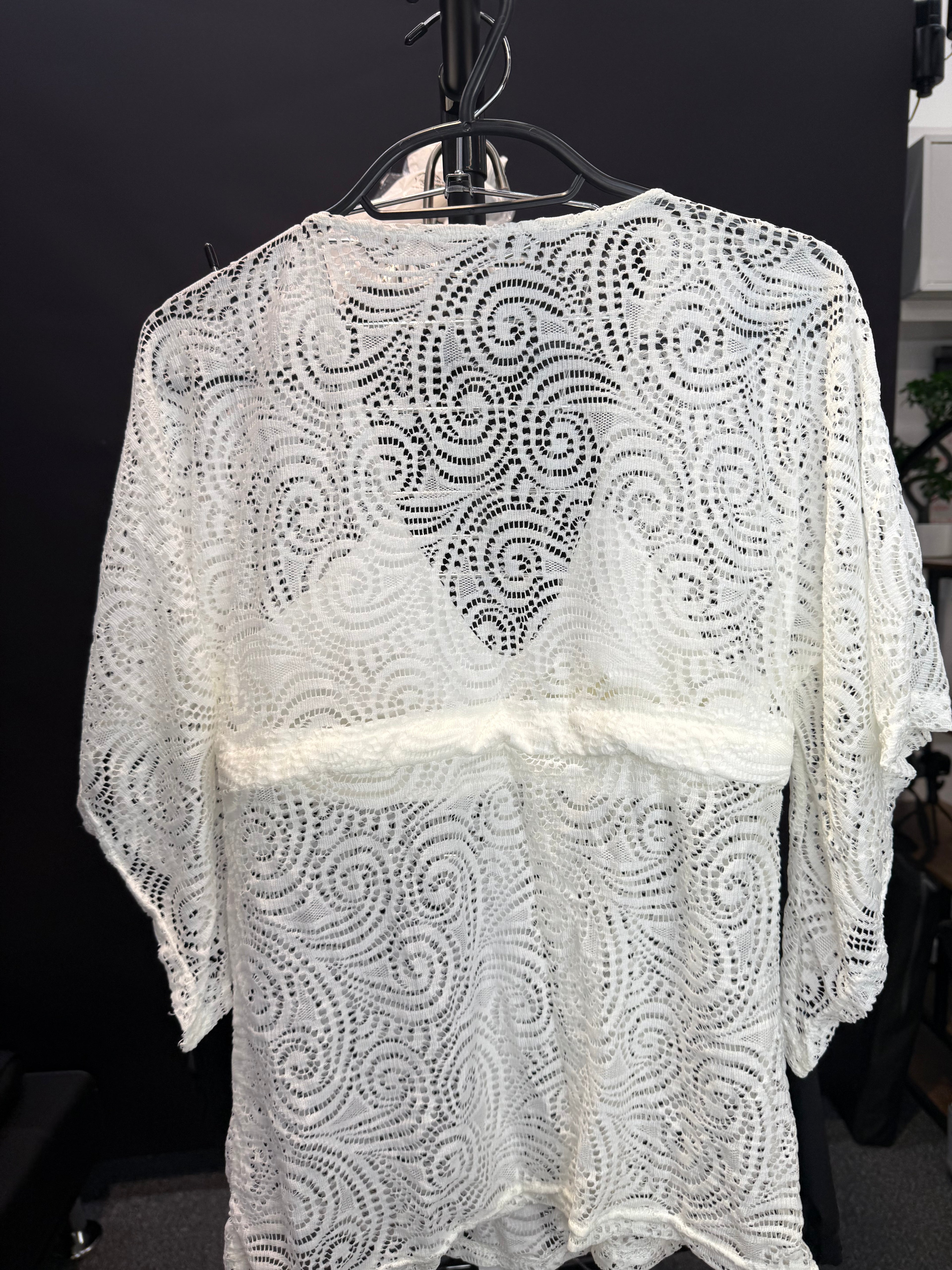 White lace tie-front top