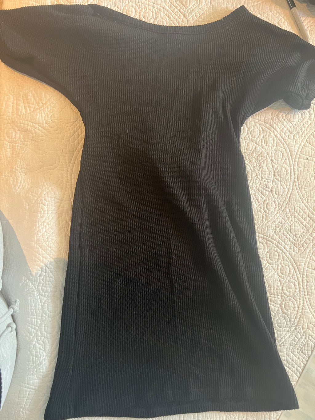 Ribbed black mini dress