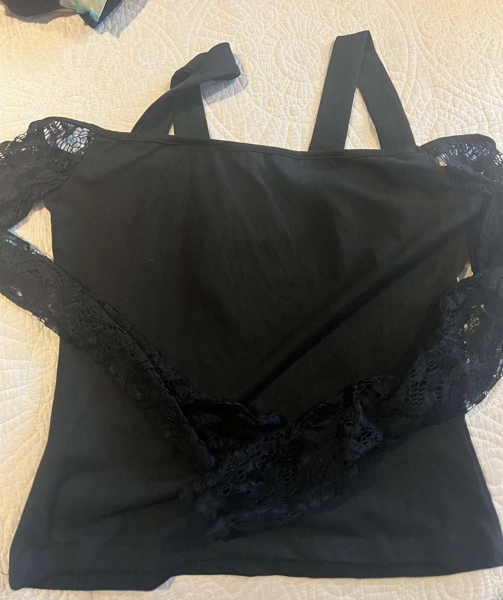 Black top, lace sleeves