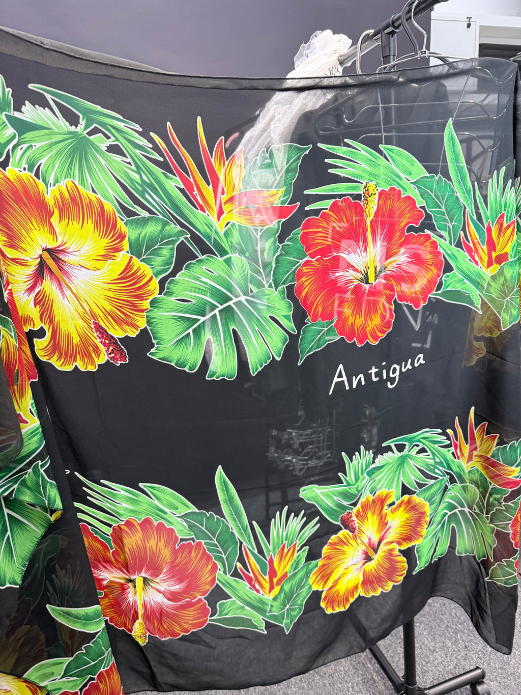 Sheer scarf with flower detailing