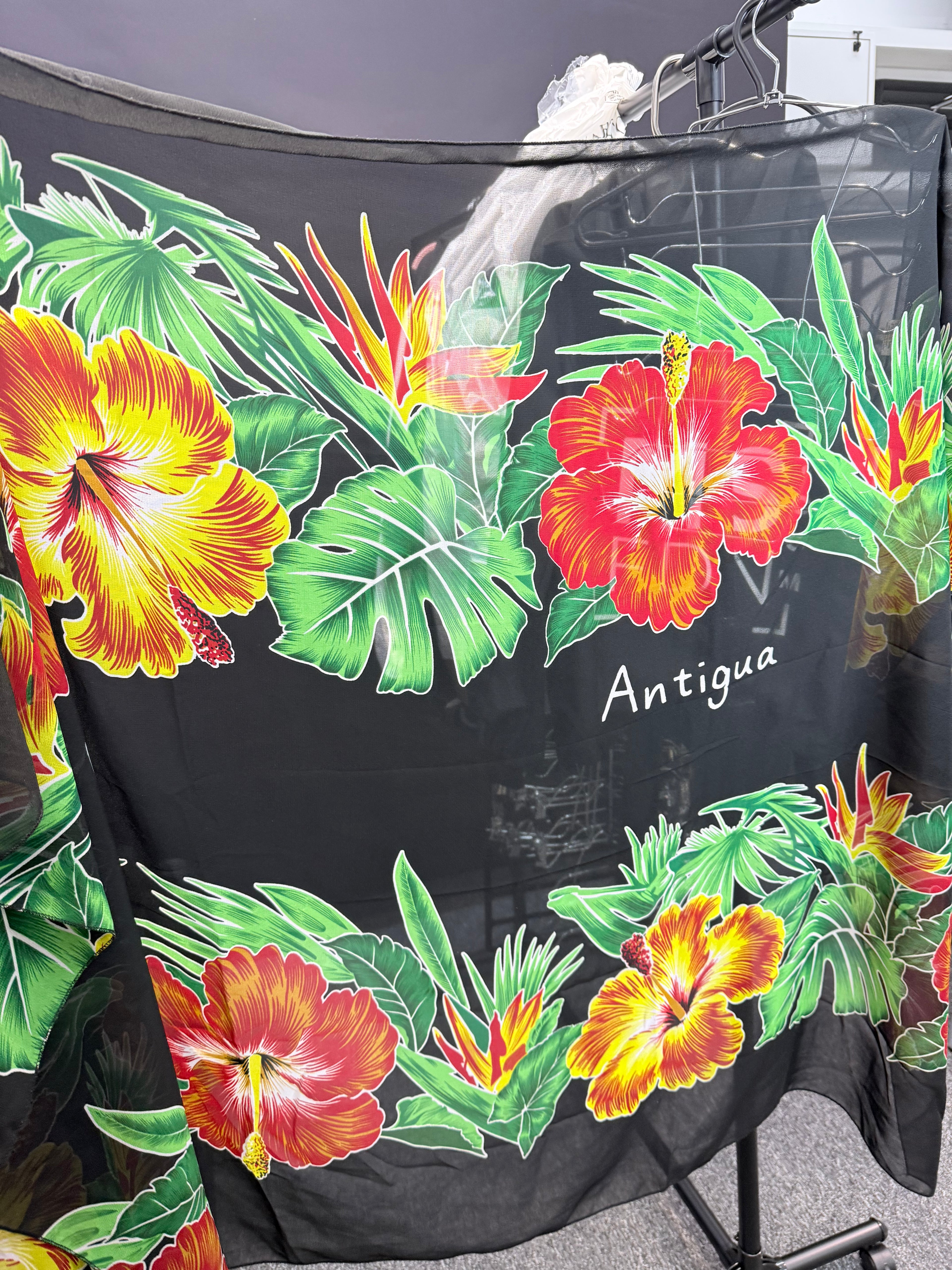 Sheer scarf with flower detailing
