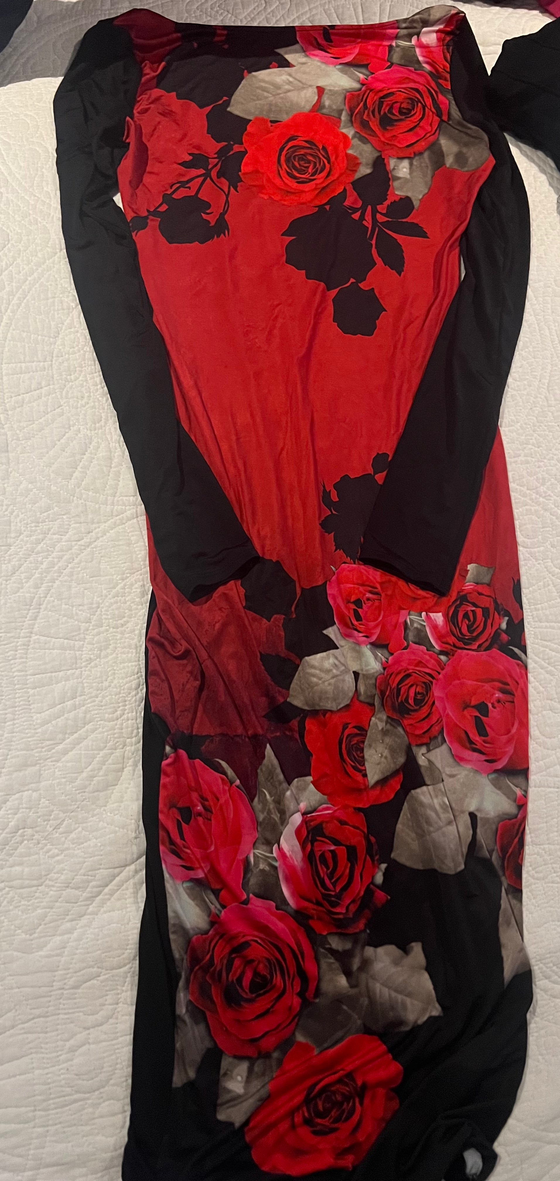 Red rose maxi dress
