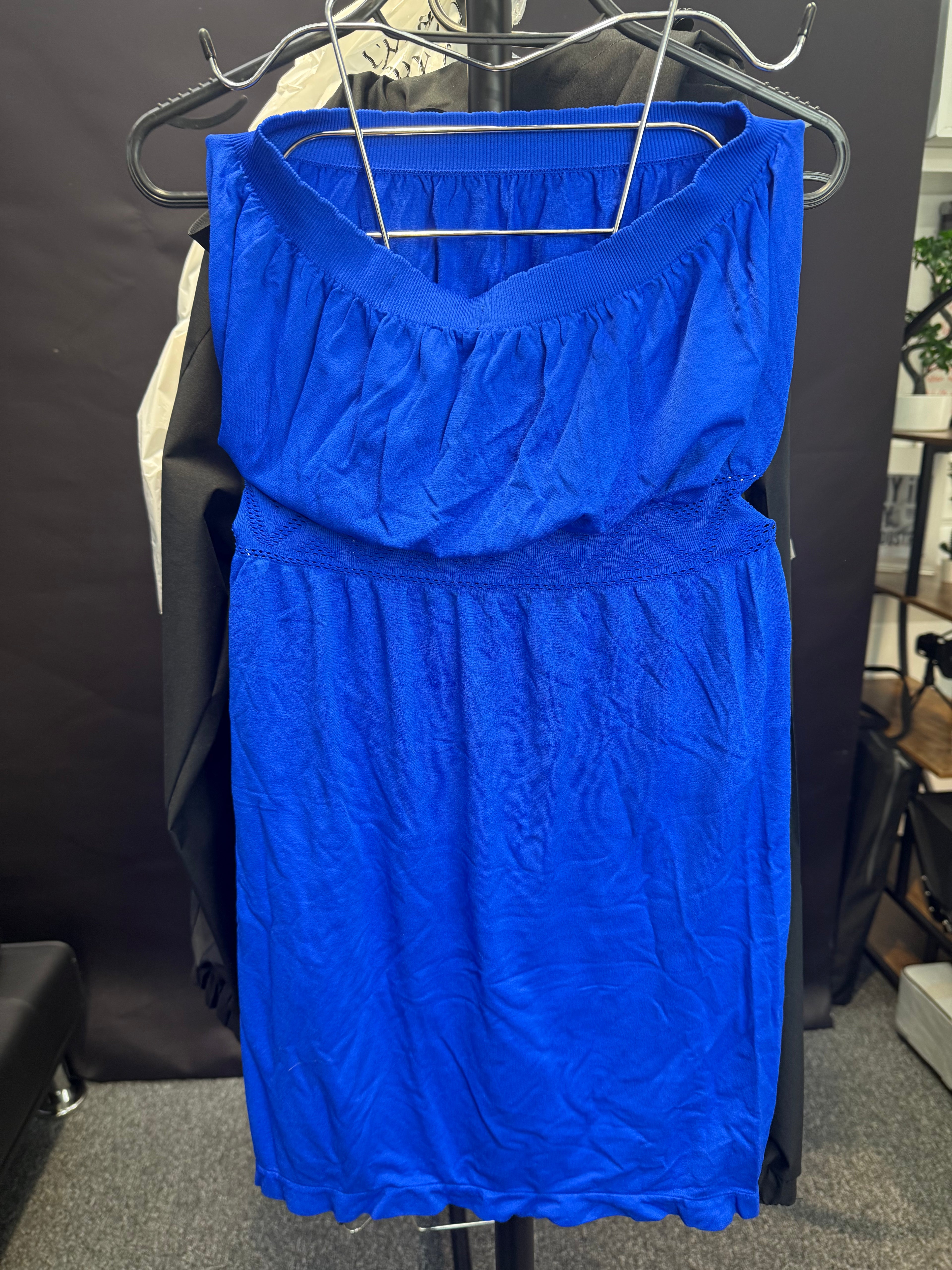 Blue strapless dress