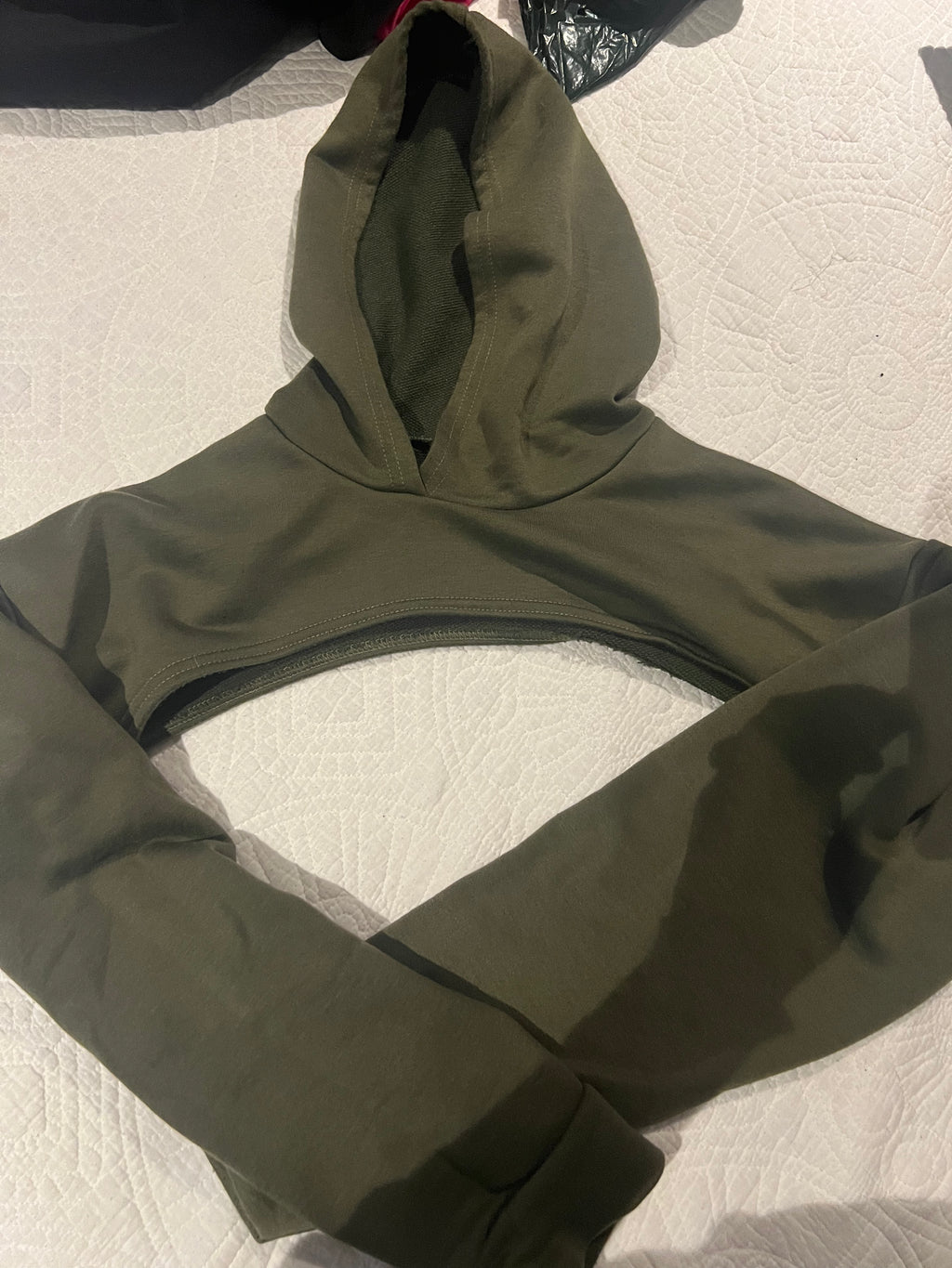 Army green hoodie shrug