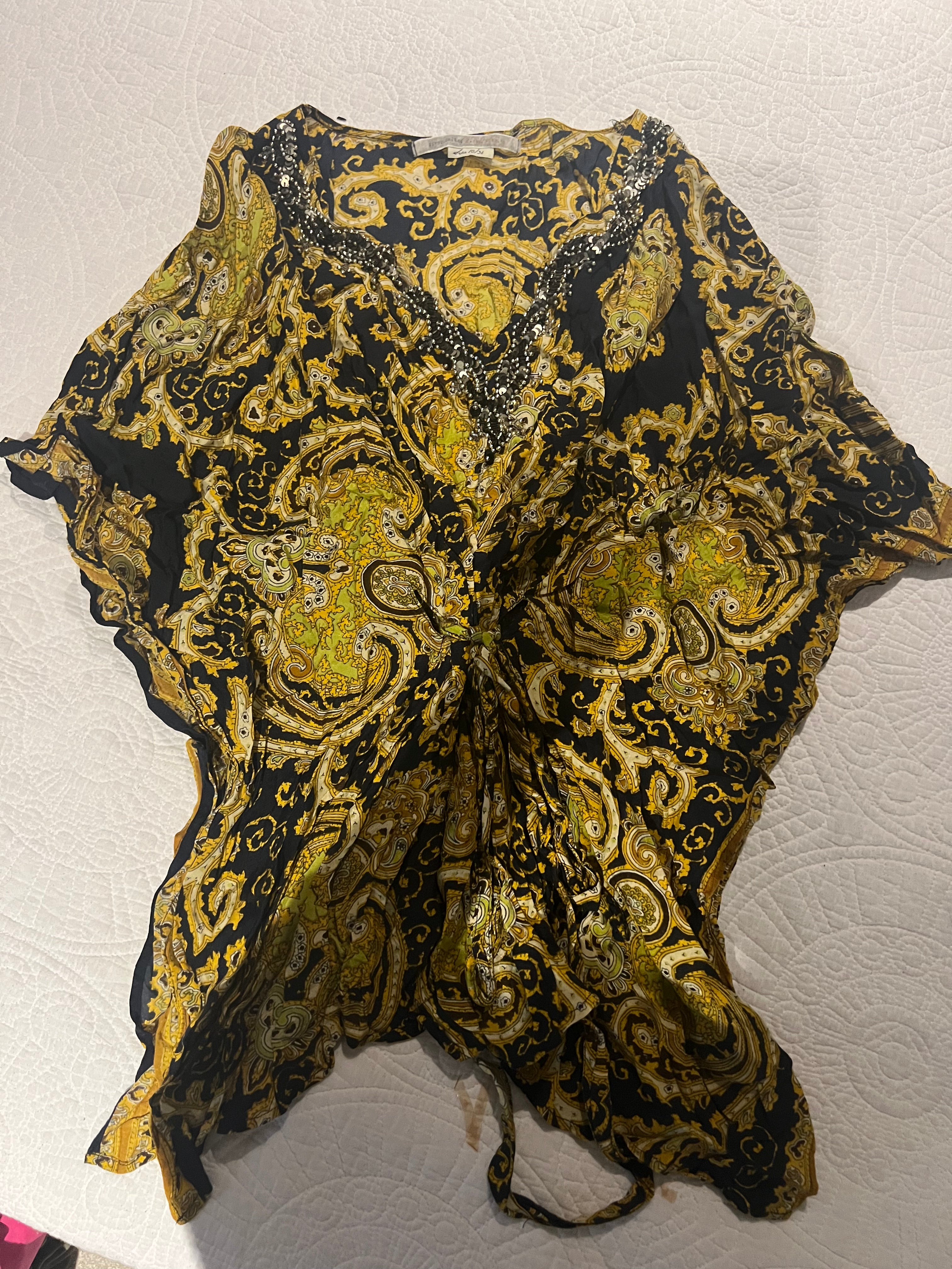 Baroque print shawl cover up