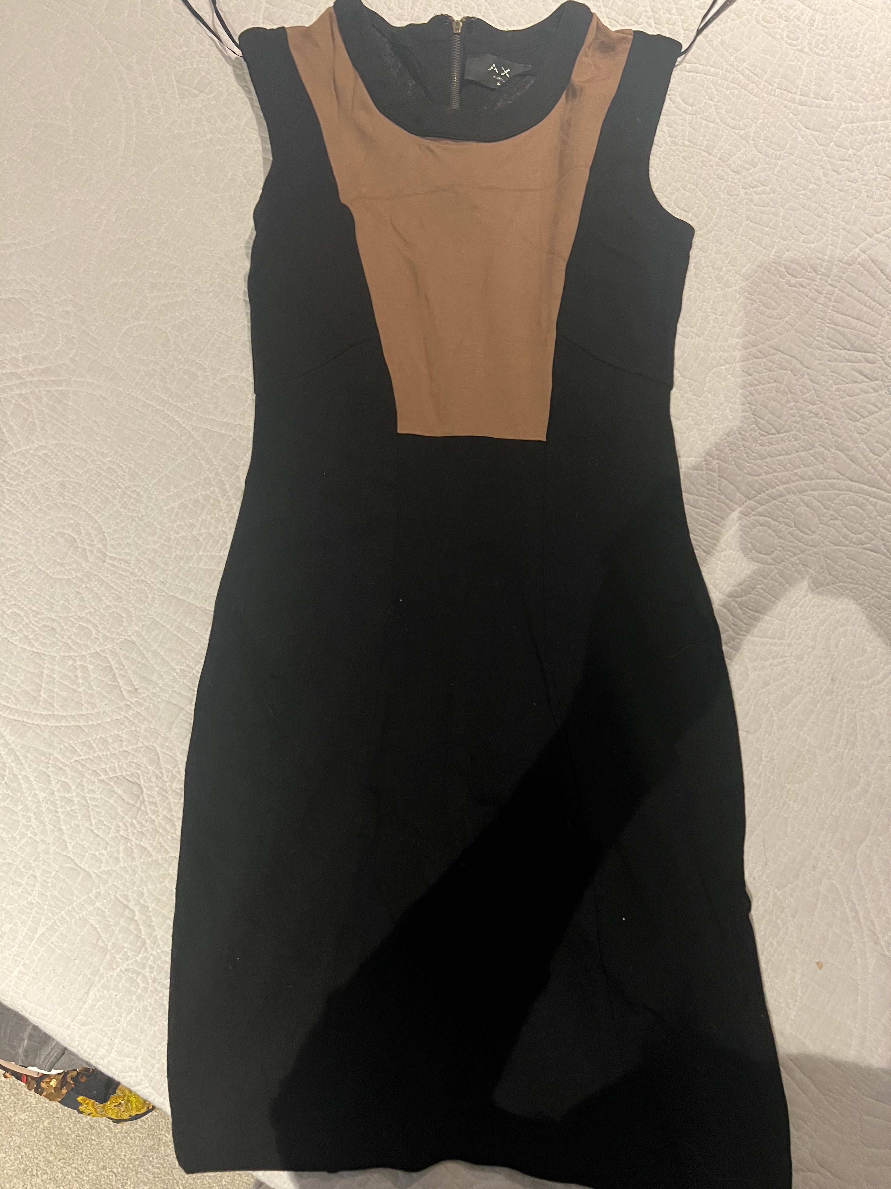 Black/nude midi dress