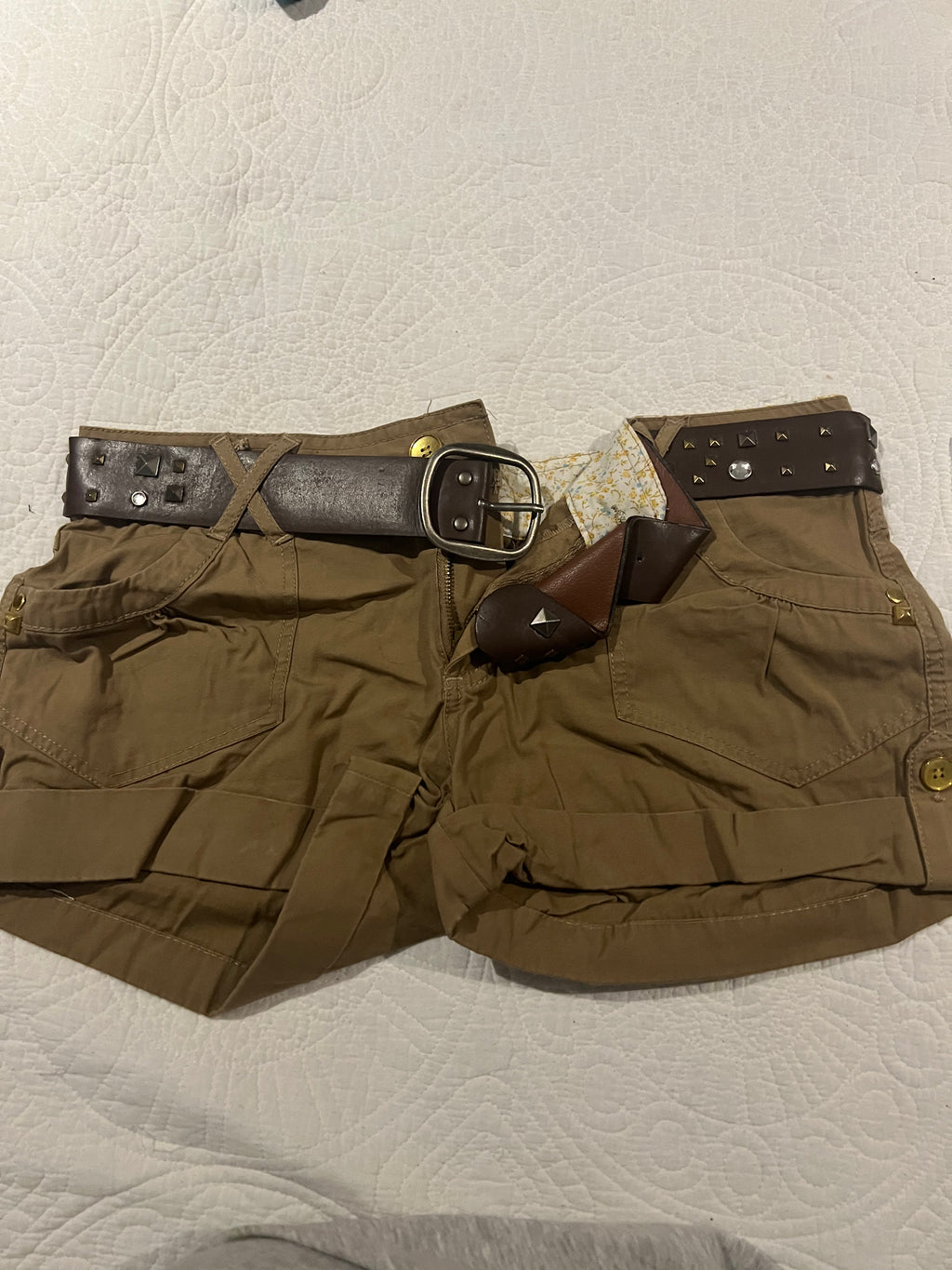 Brown shorts with belt
