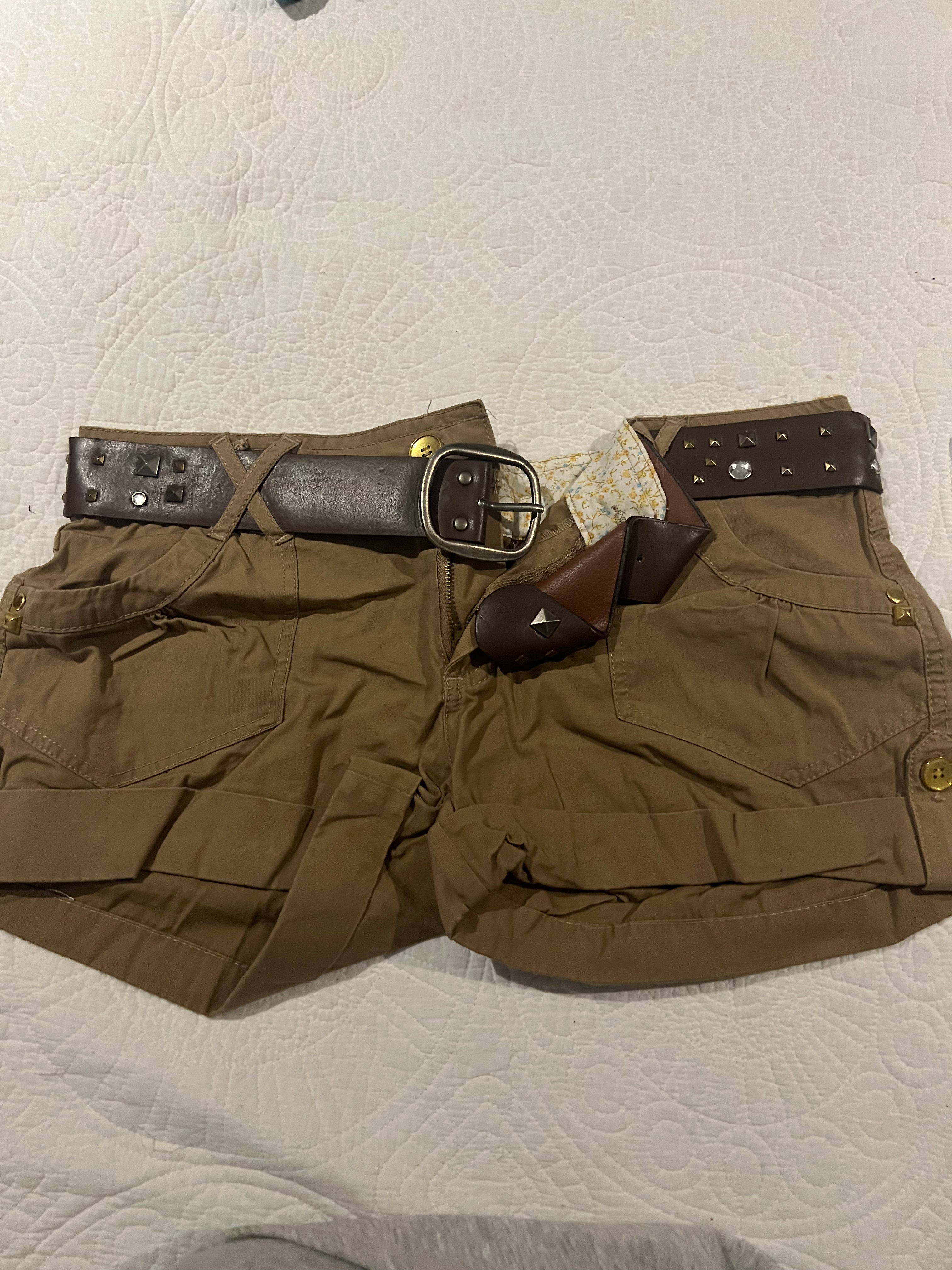 Brown shorts with belt