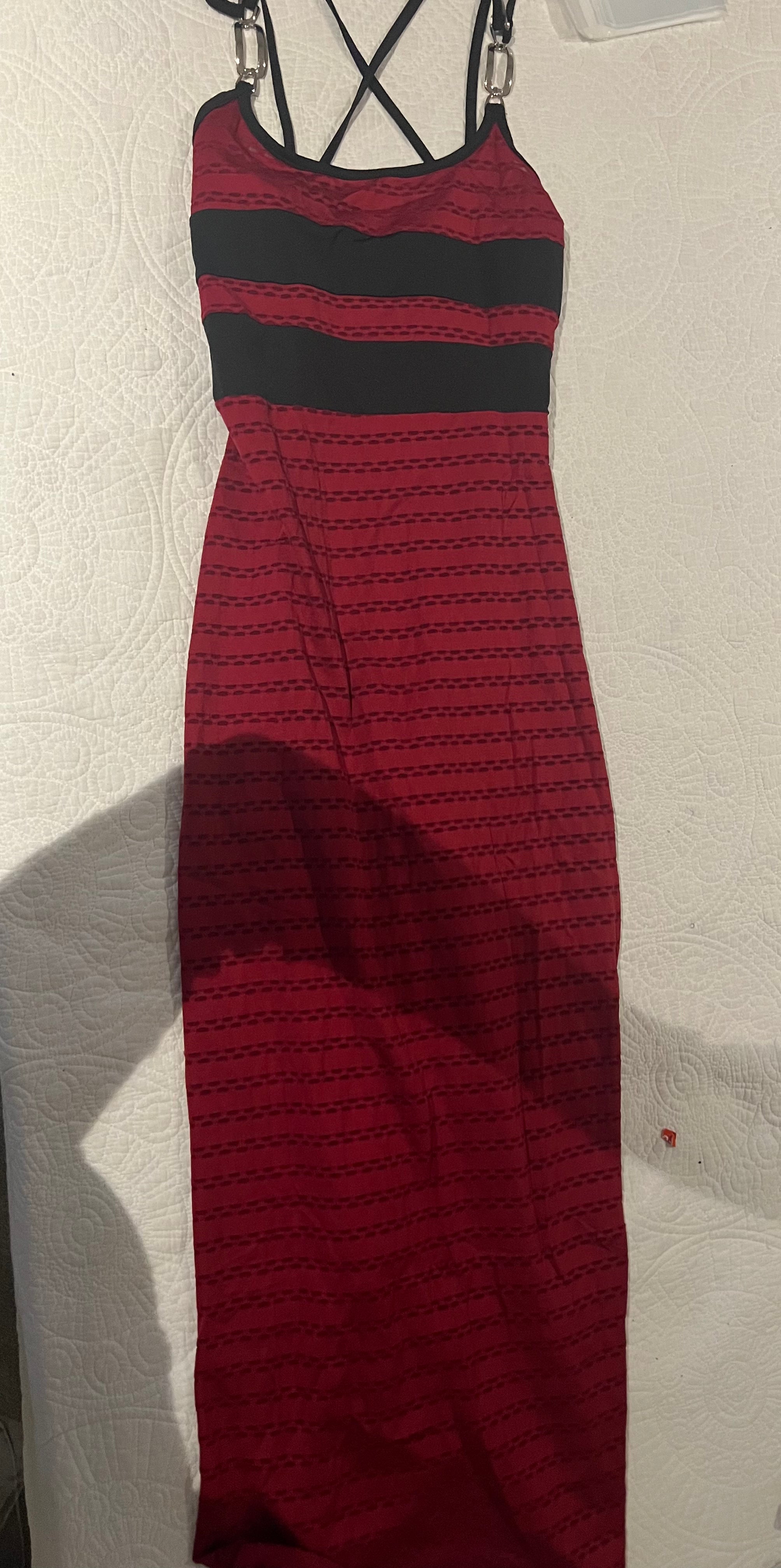 Red maxi strappy dress