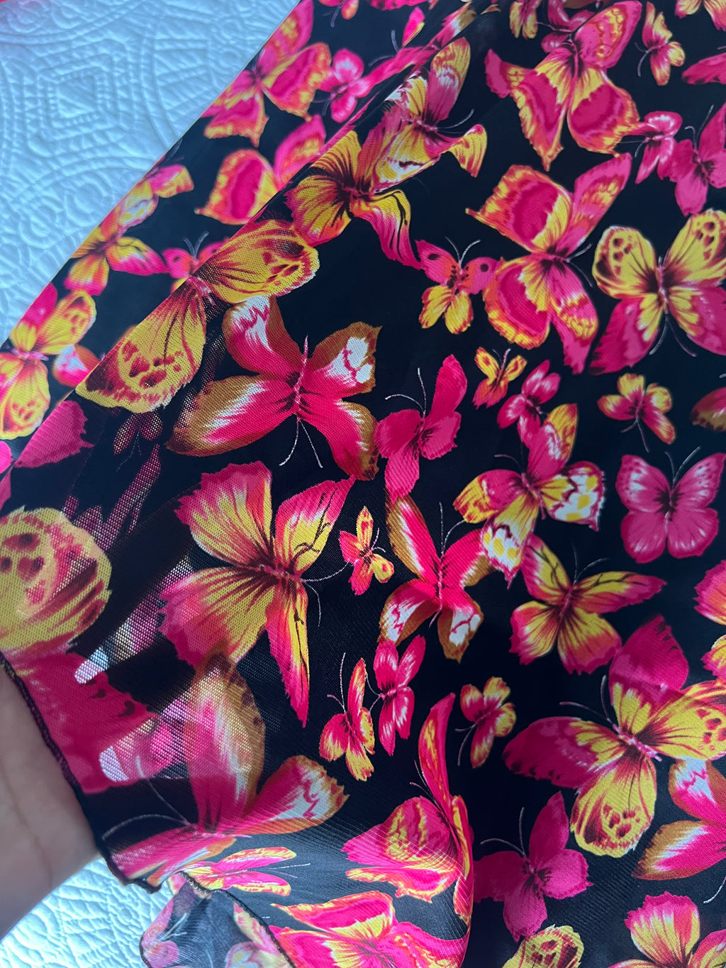 Pink/black floral midi dress