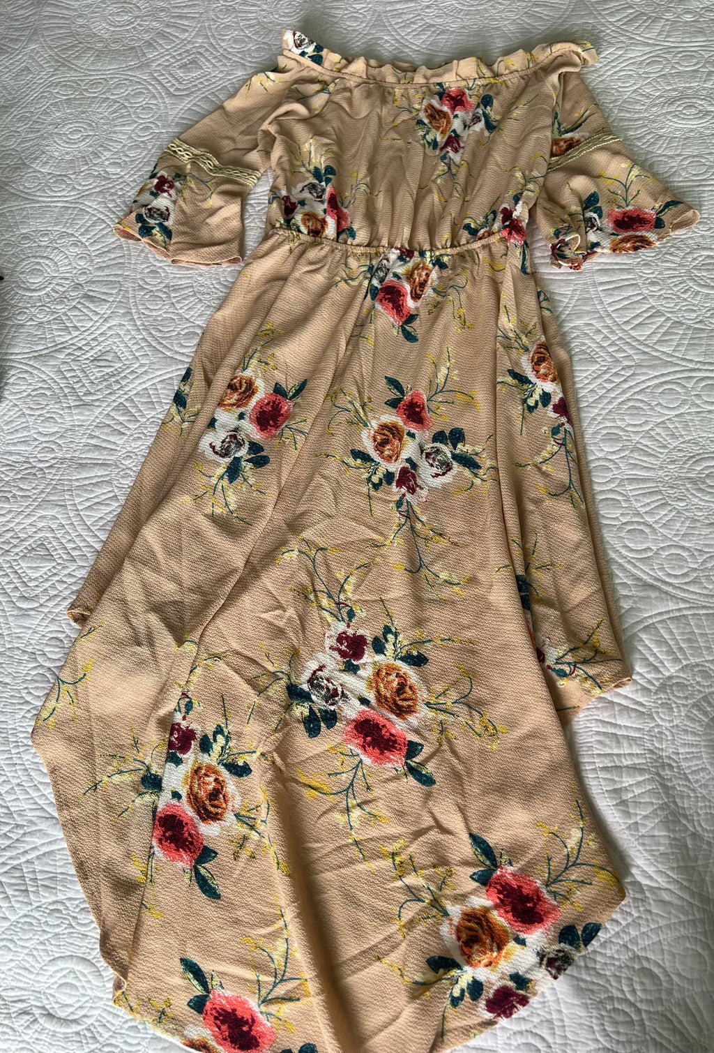Nude floral midi dress