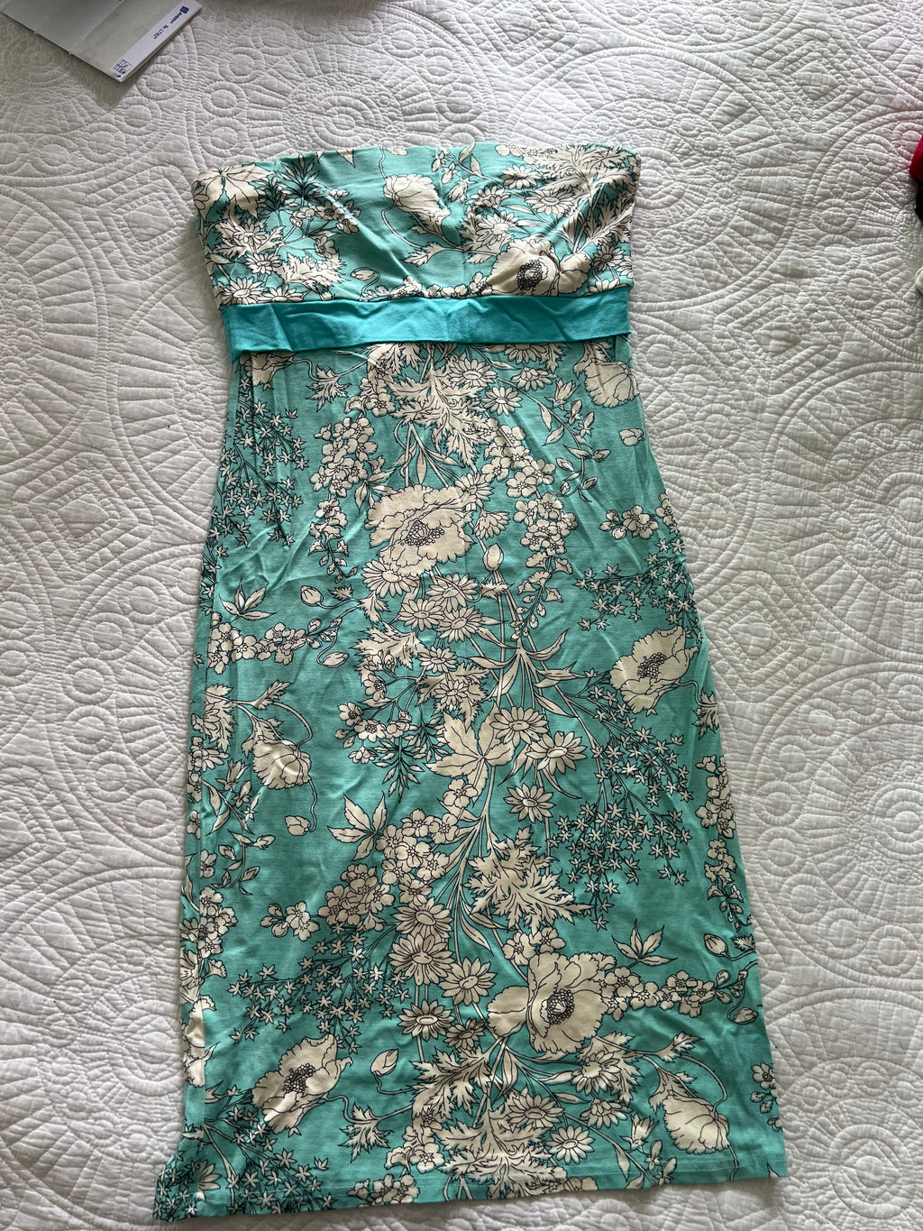 White/blue tube midi Jane Norman dress
