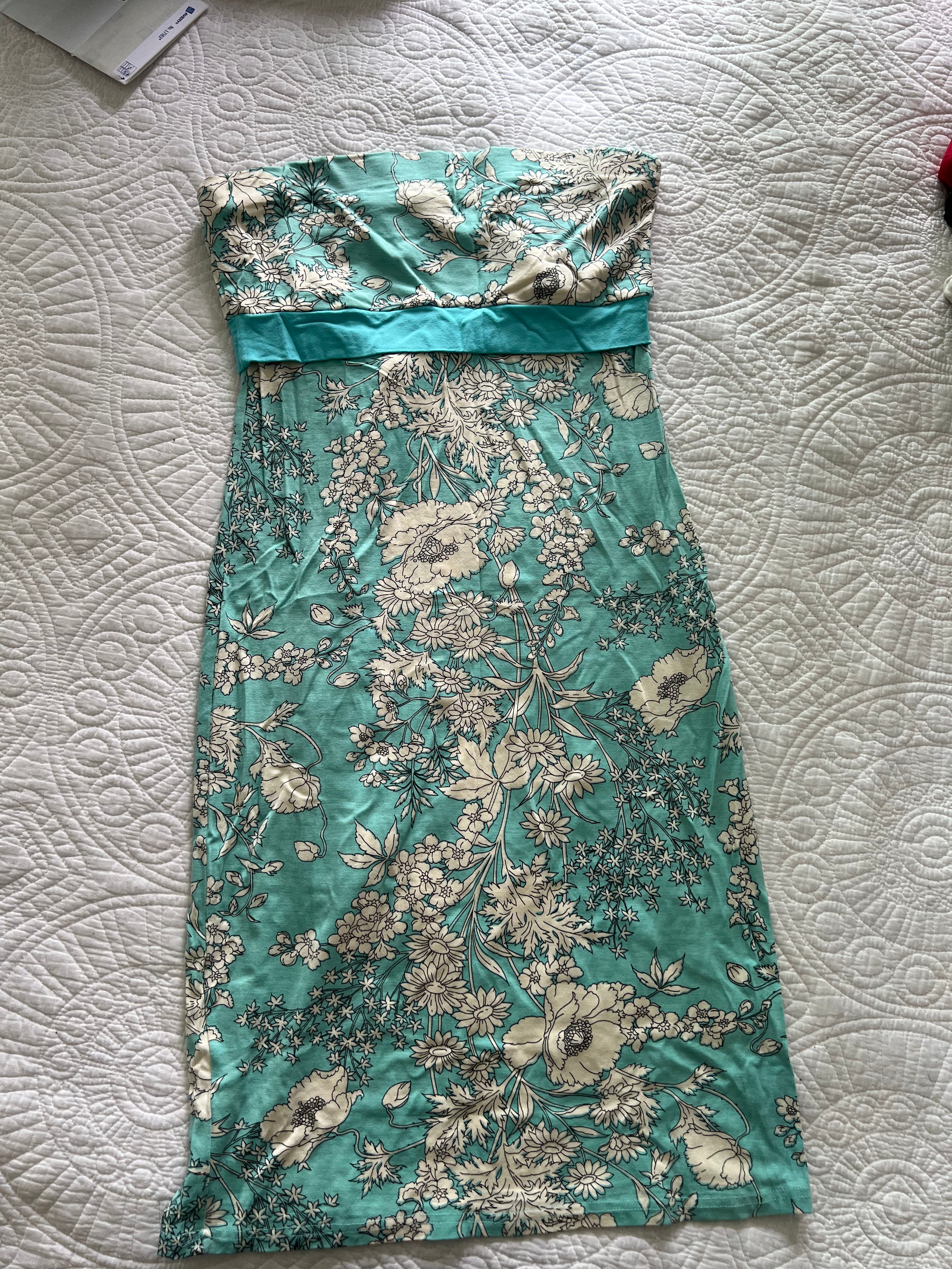 White/blue tube midi Jane Norman dress