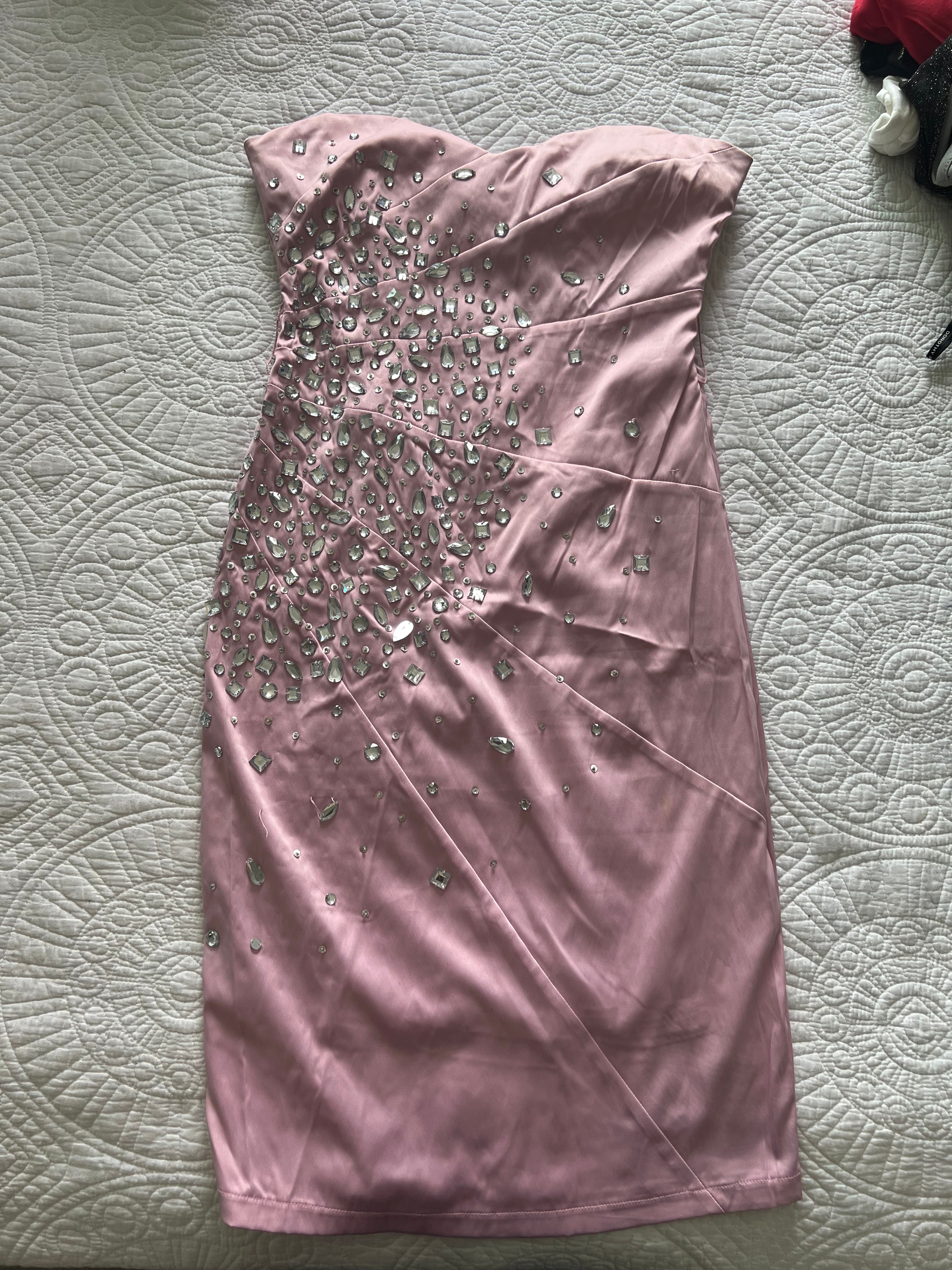 Pink tube midi Jane Norman dress with slip
