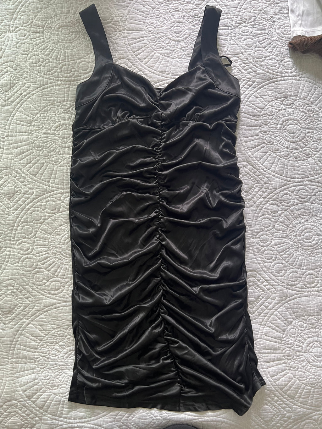 Black mini scrunched dress