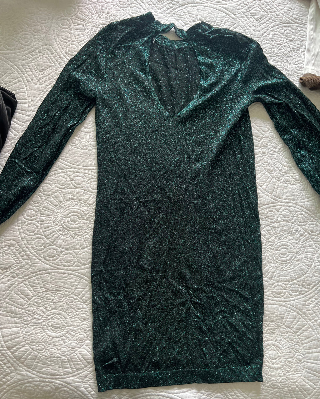 Green glitter midi dress